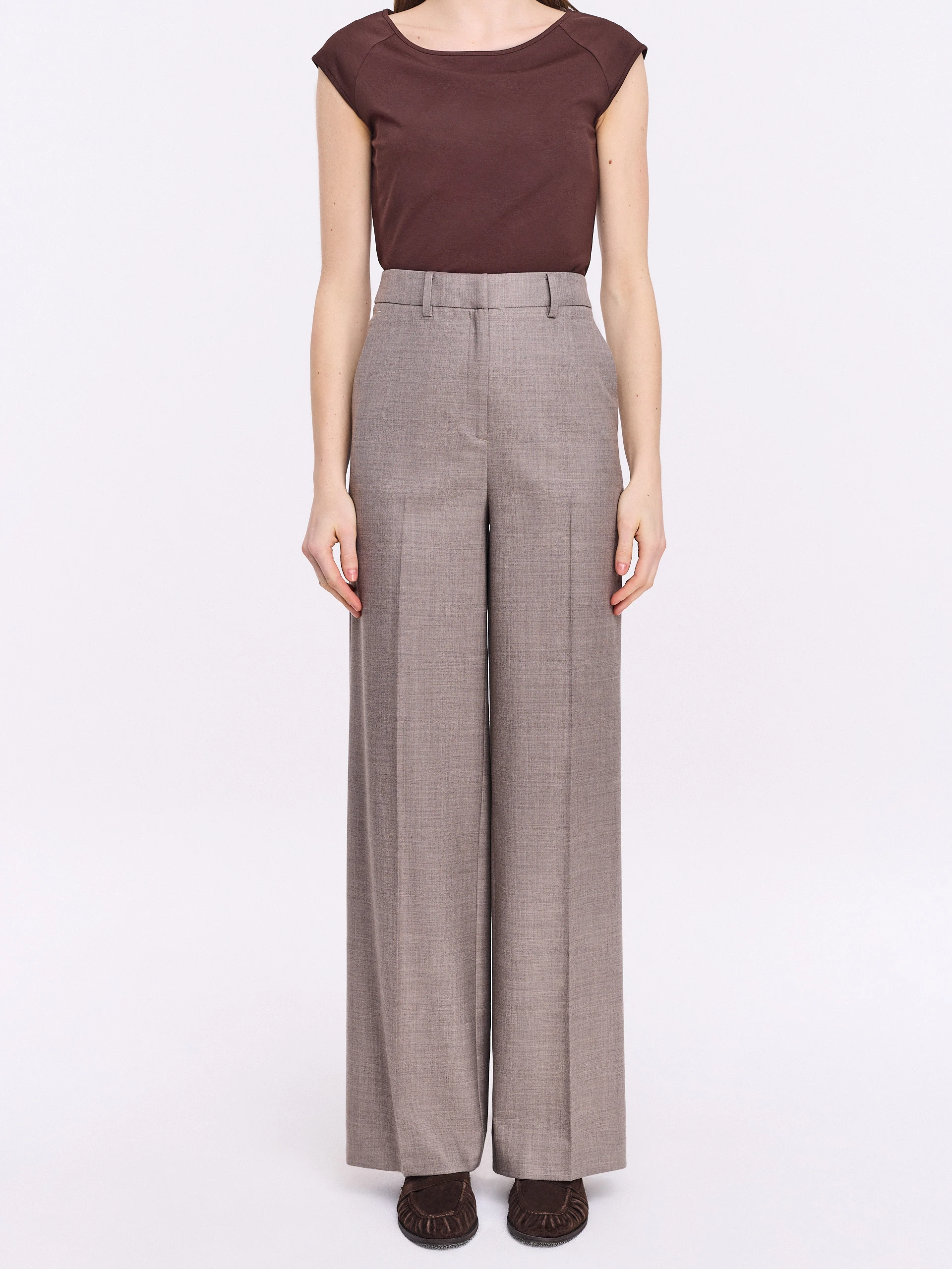 Spodnie wide leg w kolorze taupe