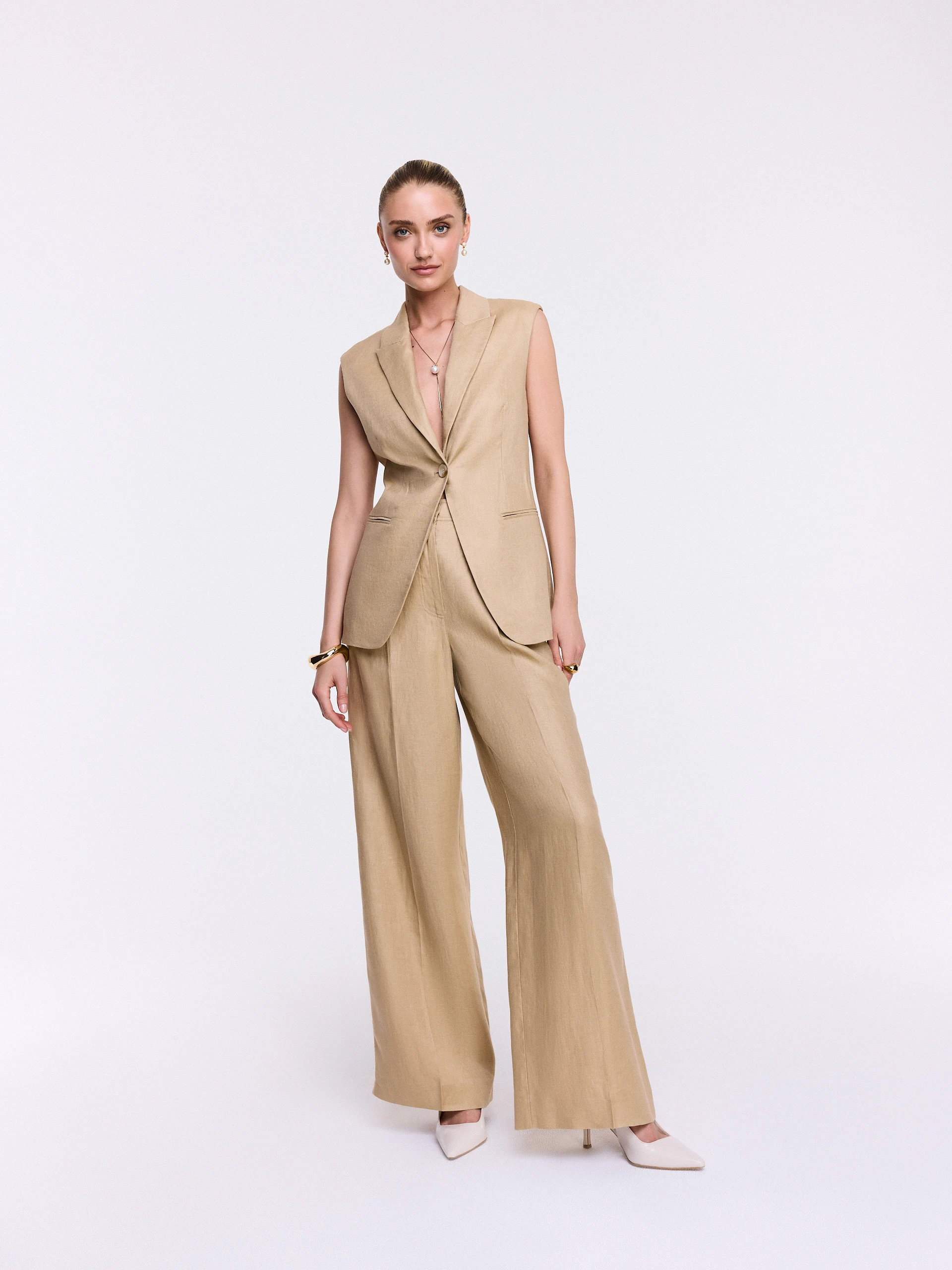 Beige linen pants