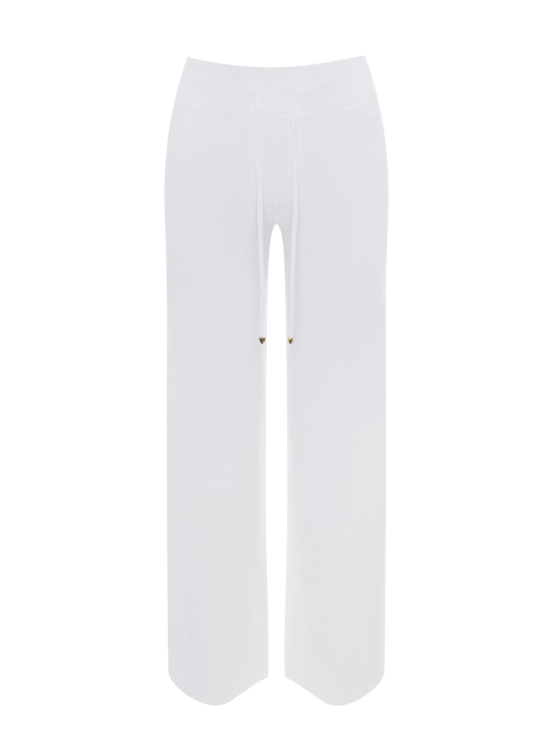 Cream high-waisted knit pants
