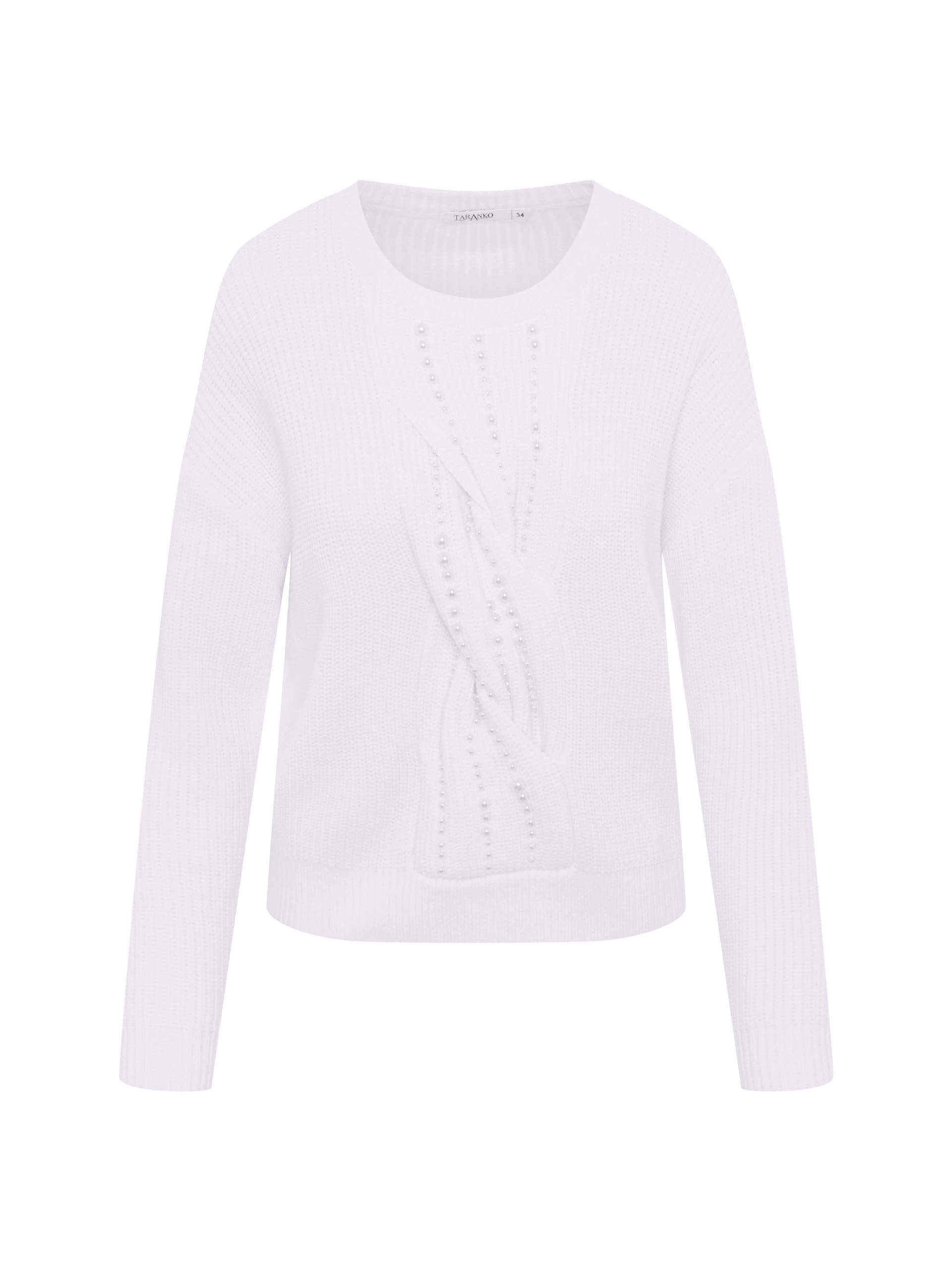 Cream ribbed sweater with braided weave