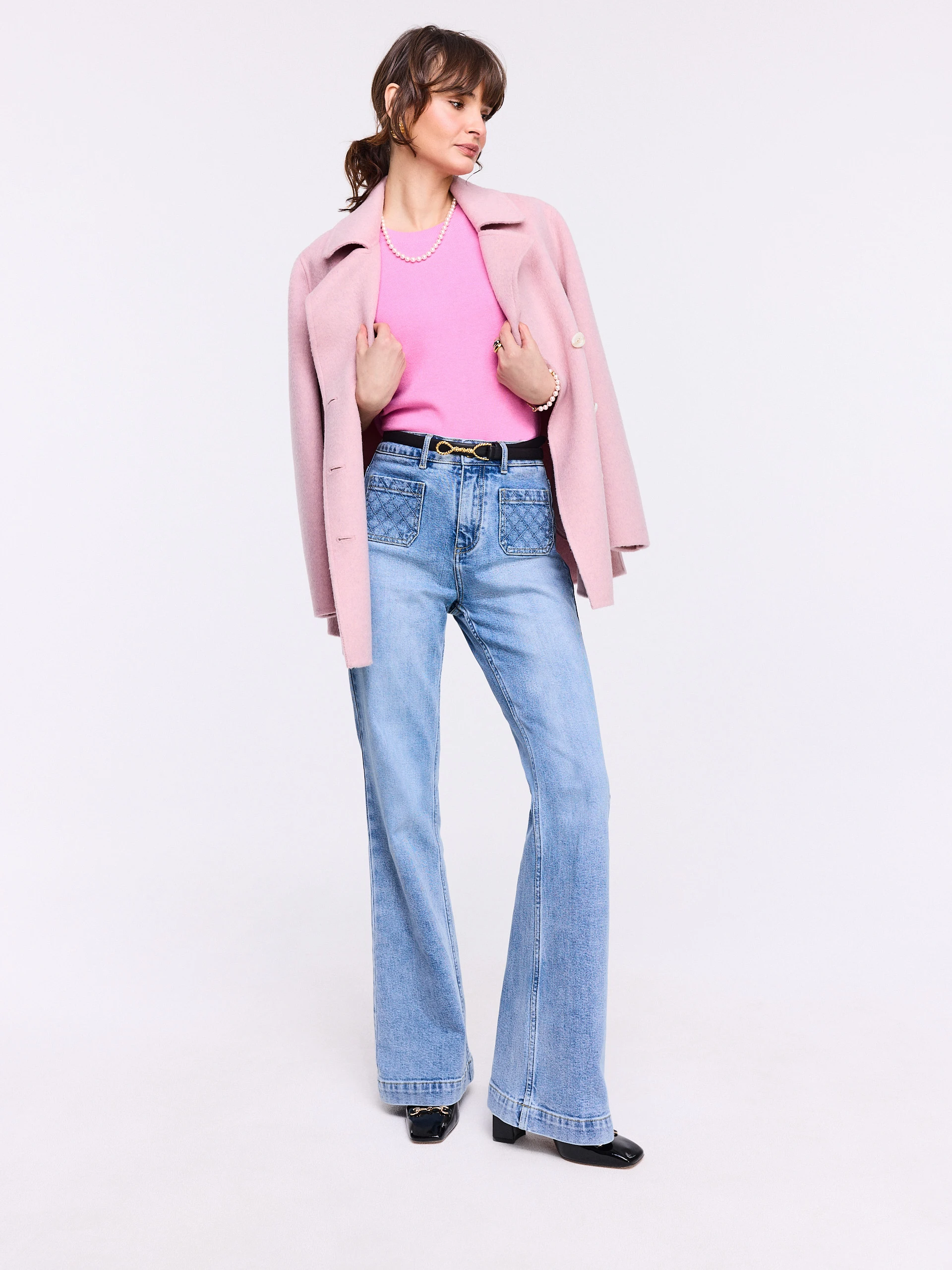 Pink short-sleeved sweater