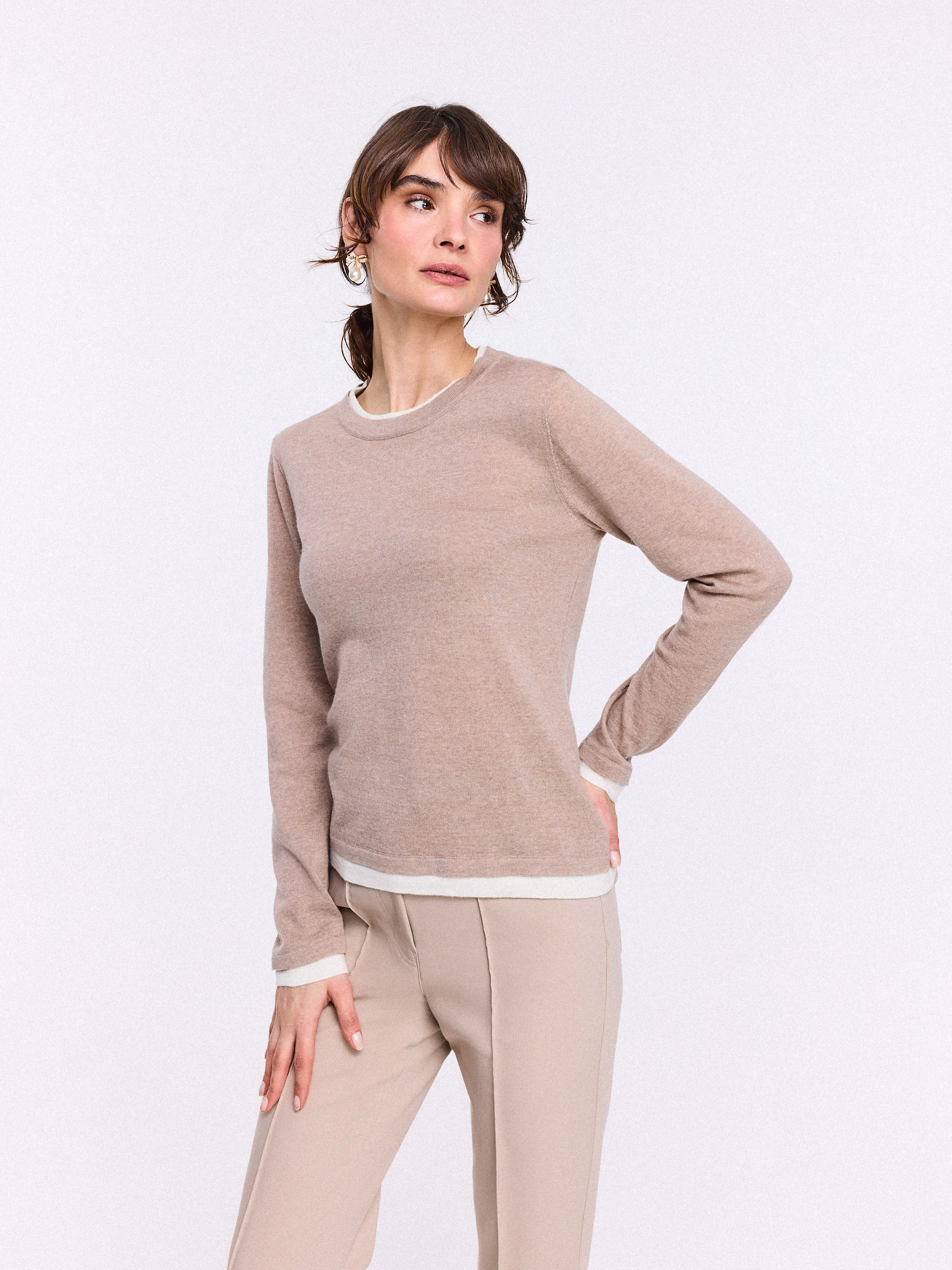 Light beige wool knit sweater