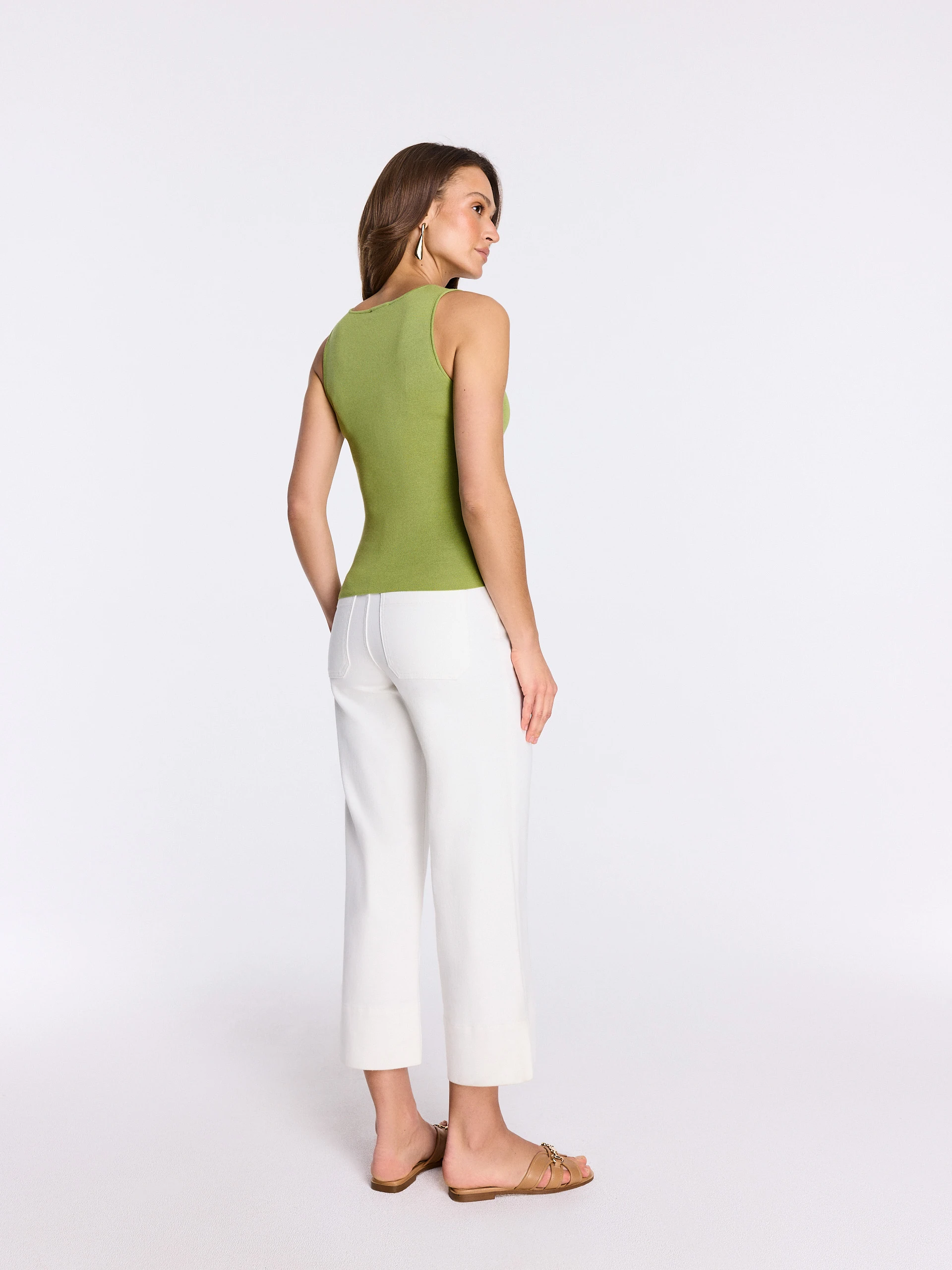 A fitted knit top in light green