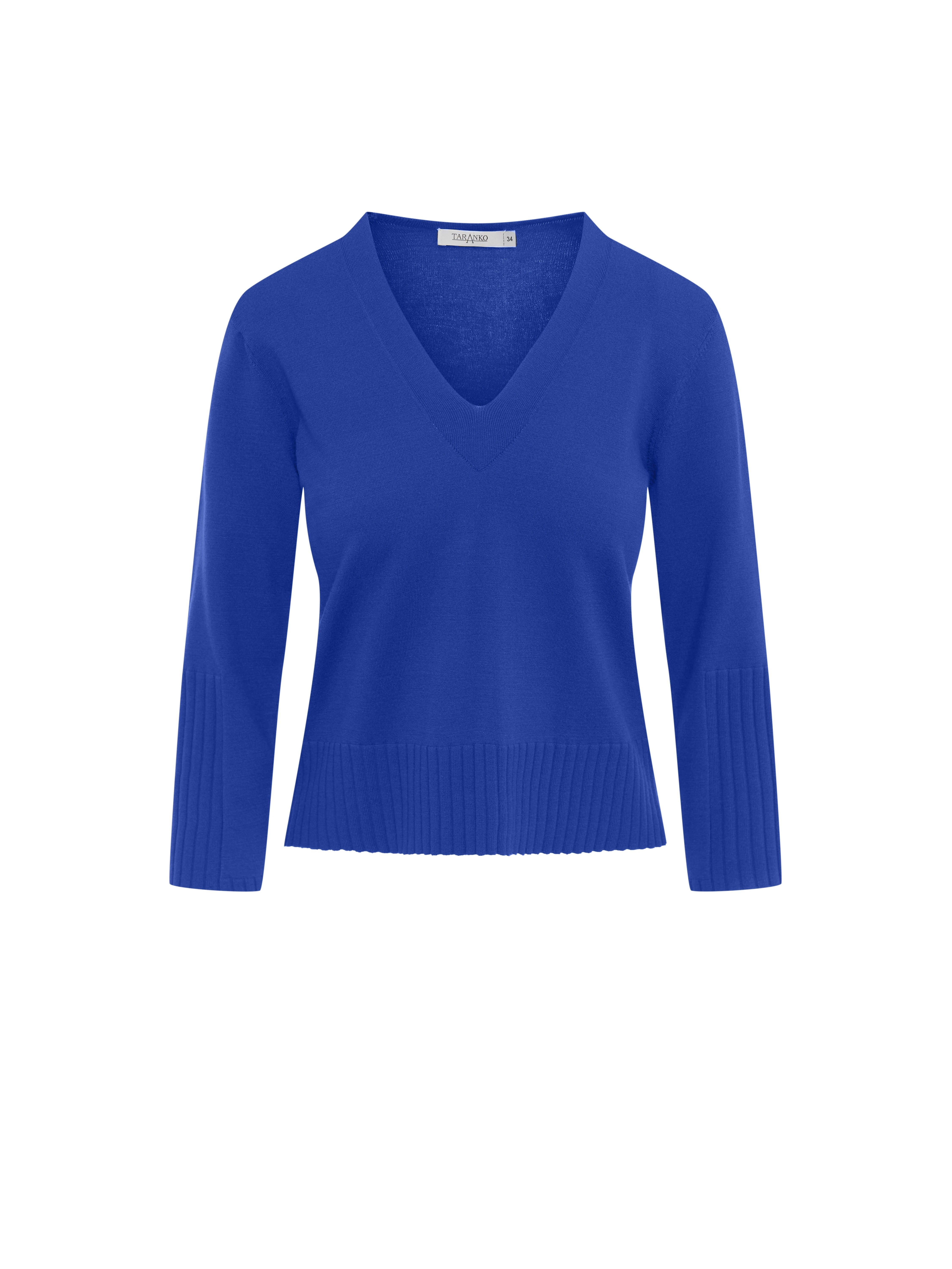 Sapphire-blue V-neck sweater