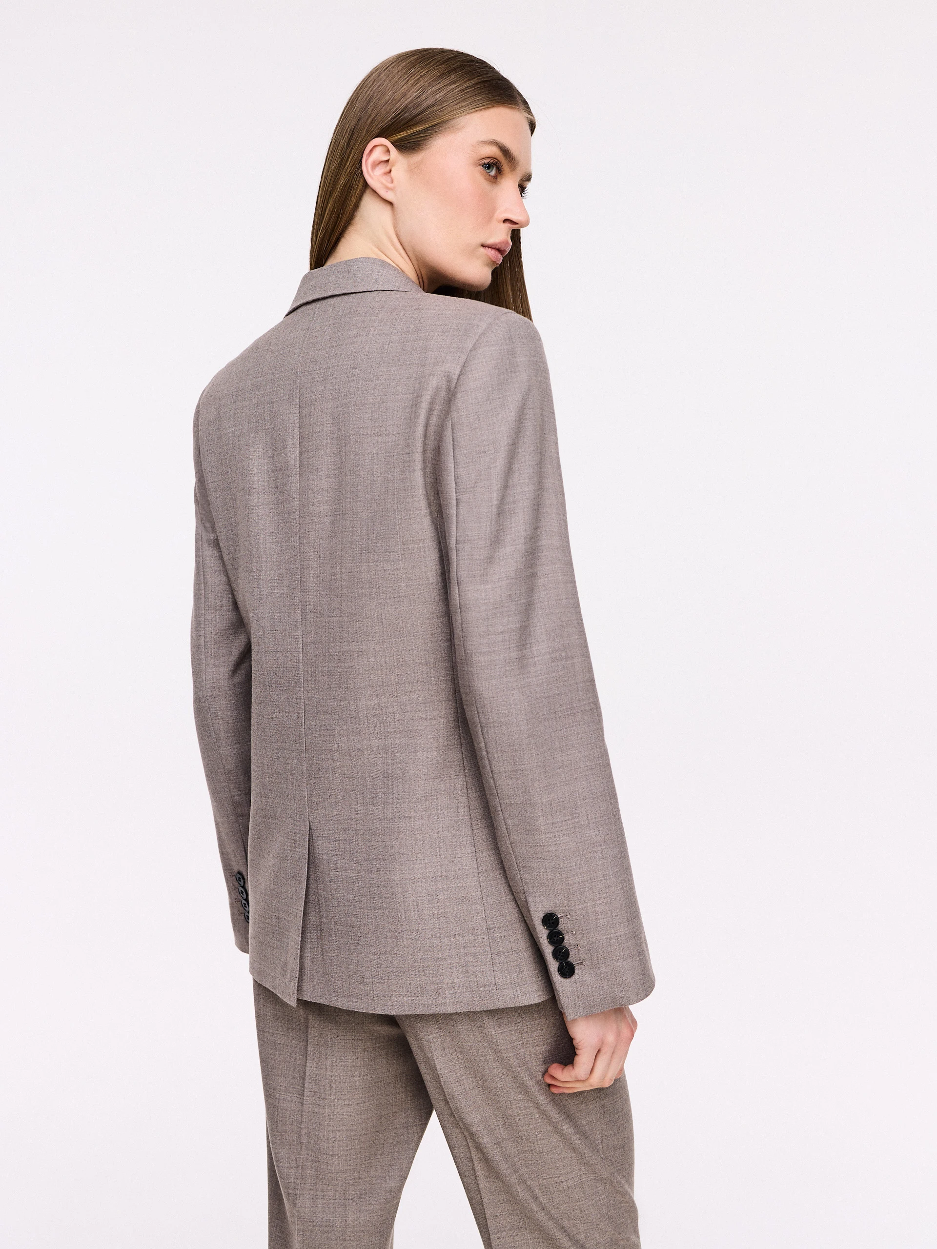 Elegant double-breasted jacket in taupe