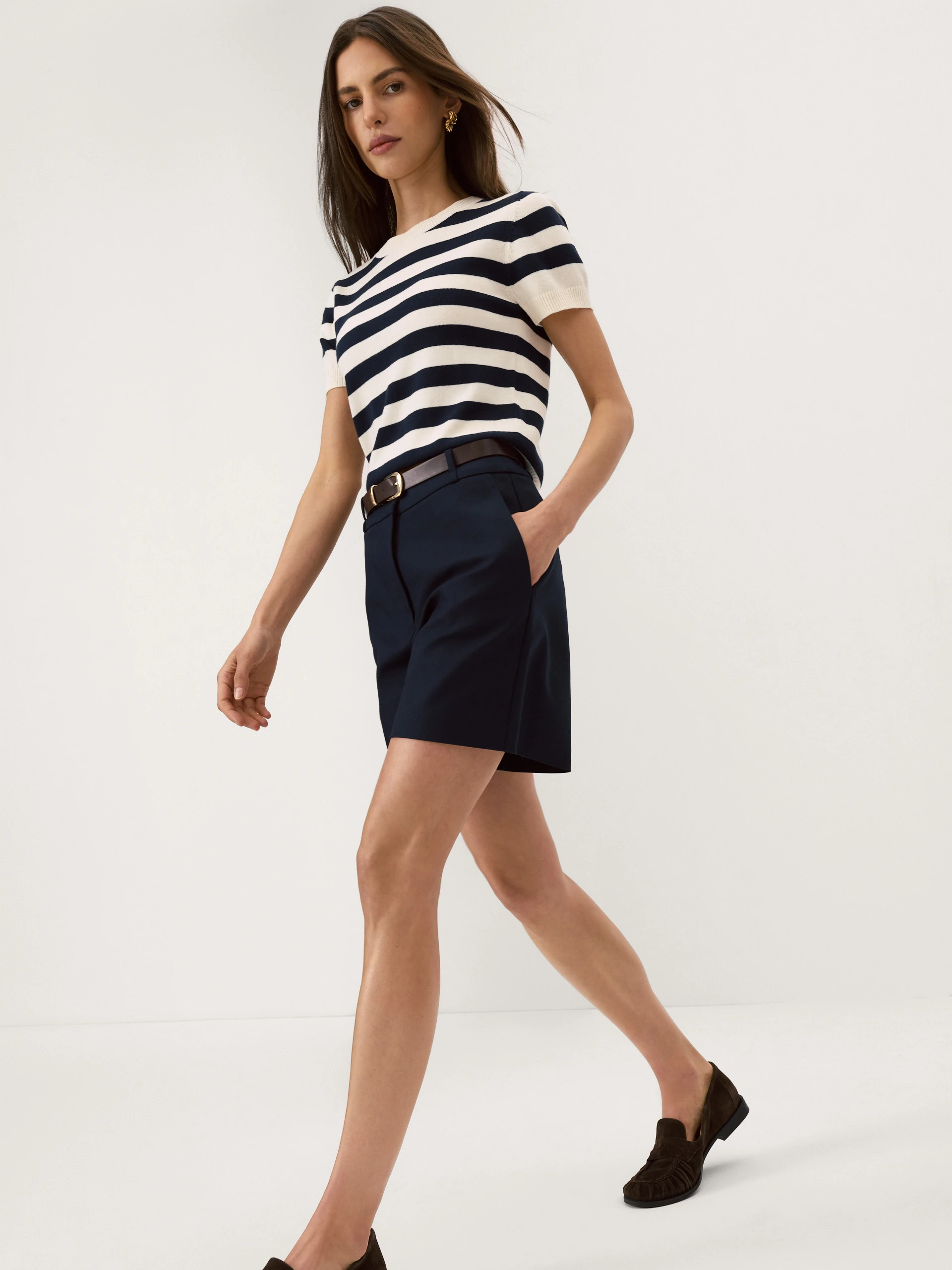Striped sweater with a linen blend