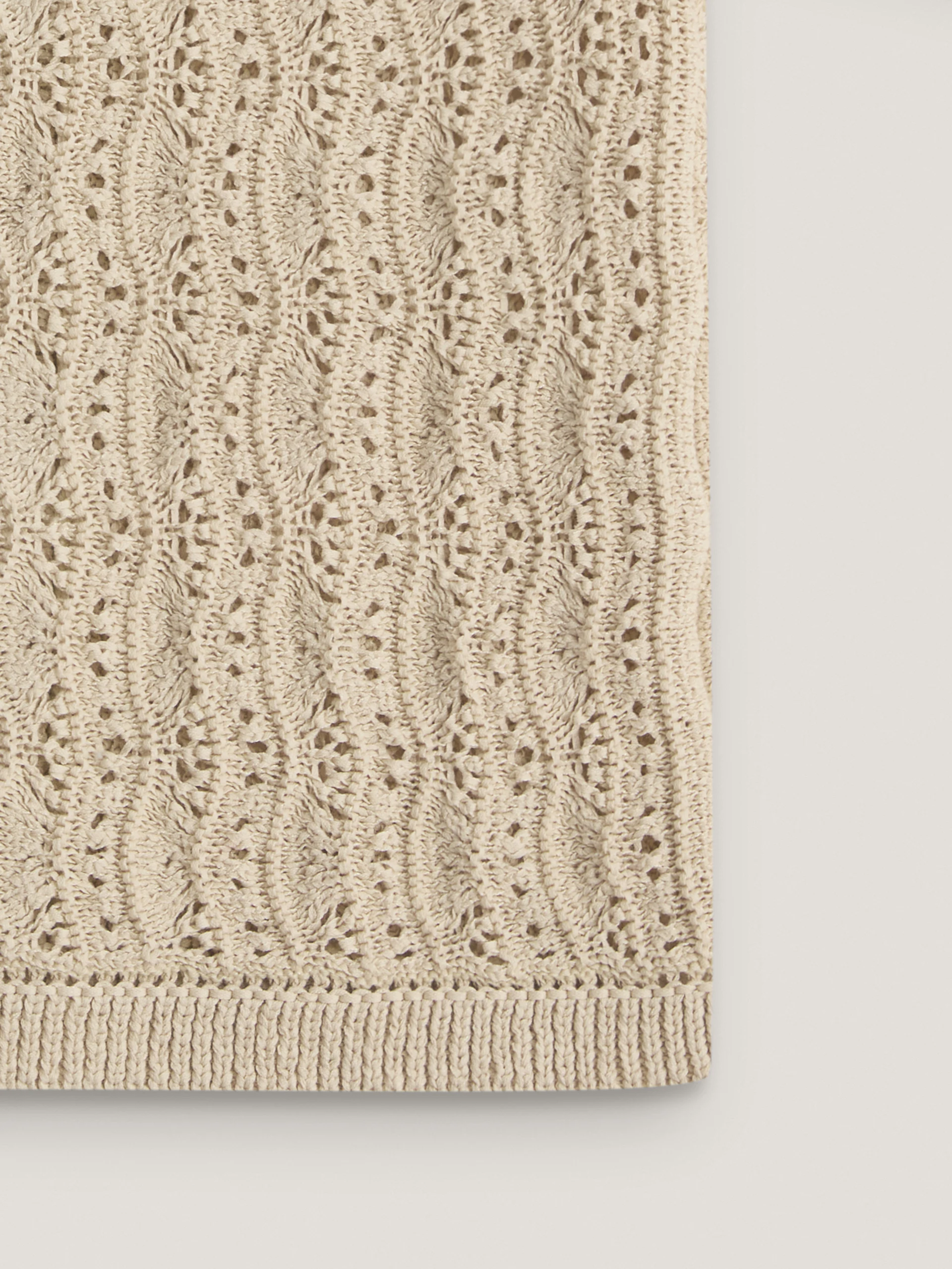 Beige openwork cardigan with short sleeves