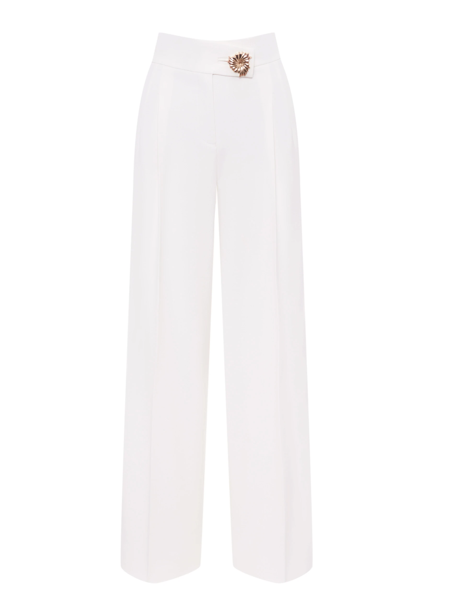 Elegant cream trousers with a gold button