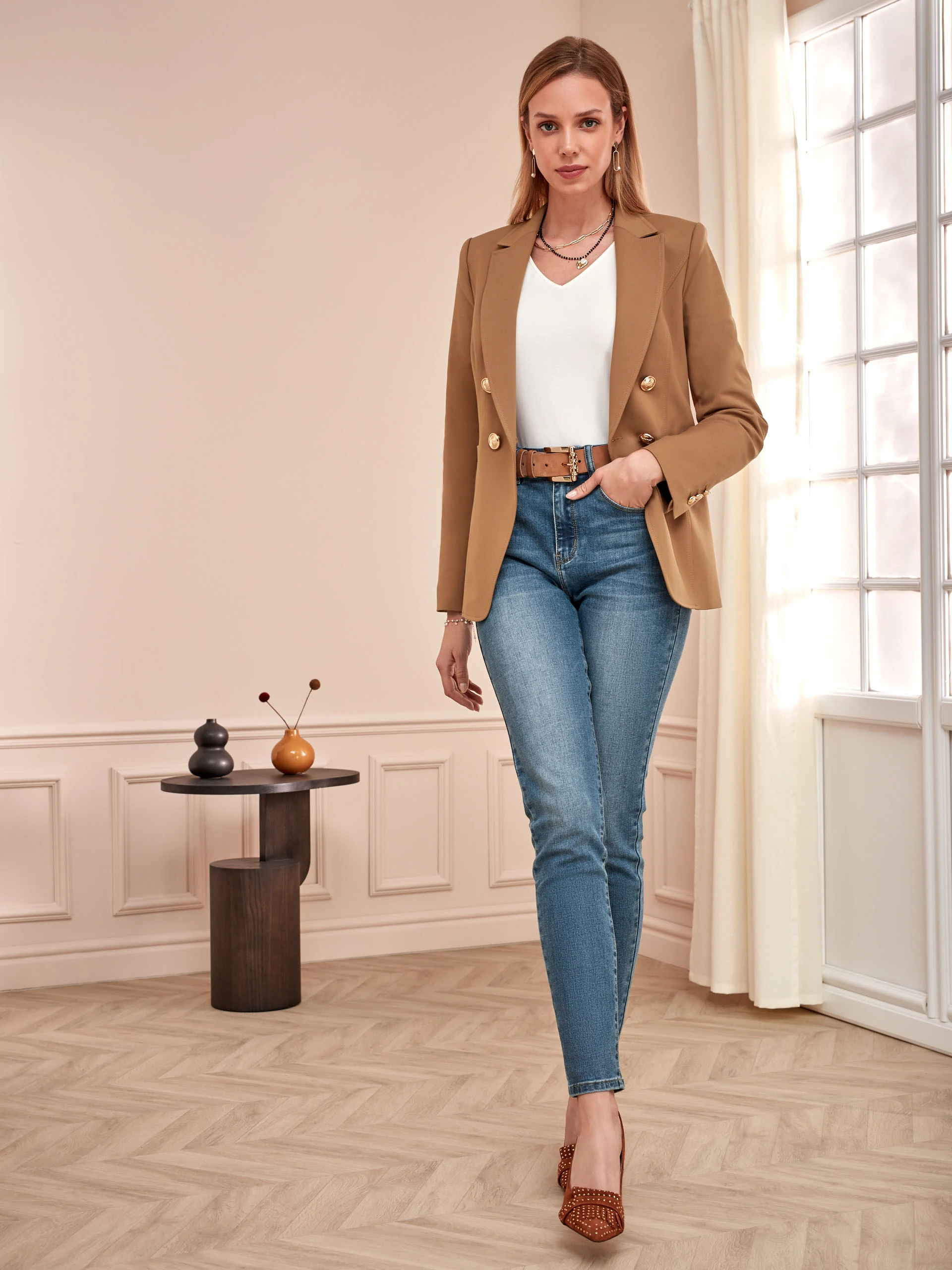 CARAMEL BUTTON-DOWN JACKET