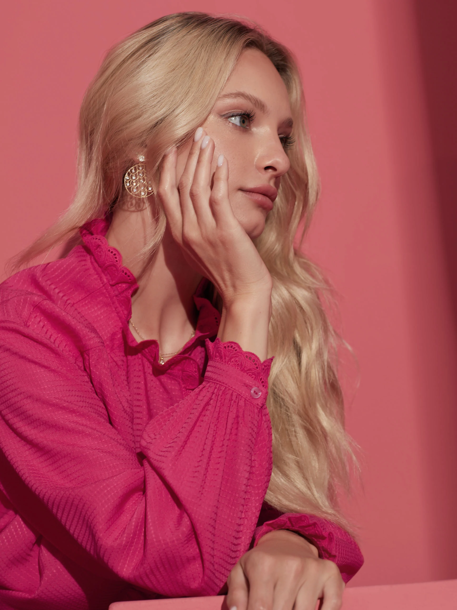 PINK BLOUSE WITH LACE