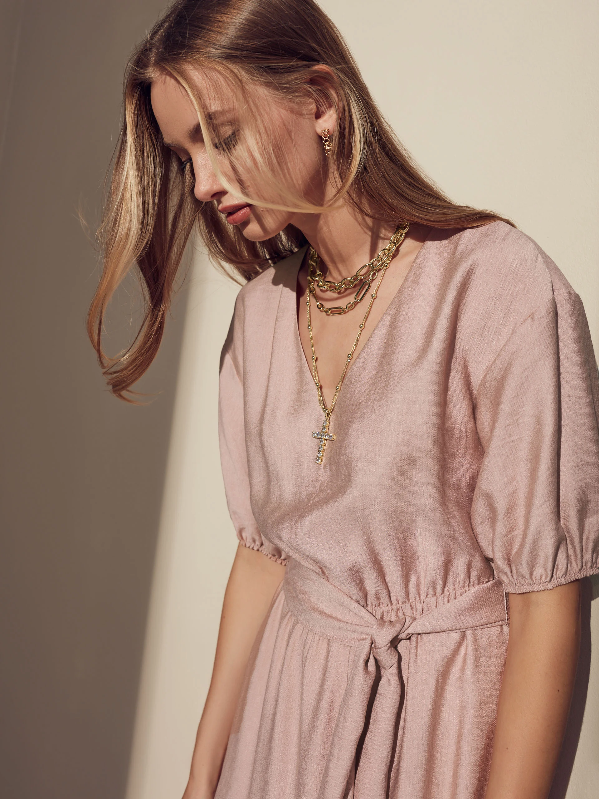 Pink dress with frill in pink