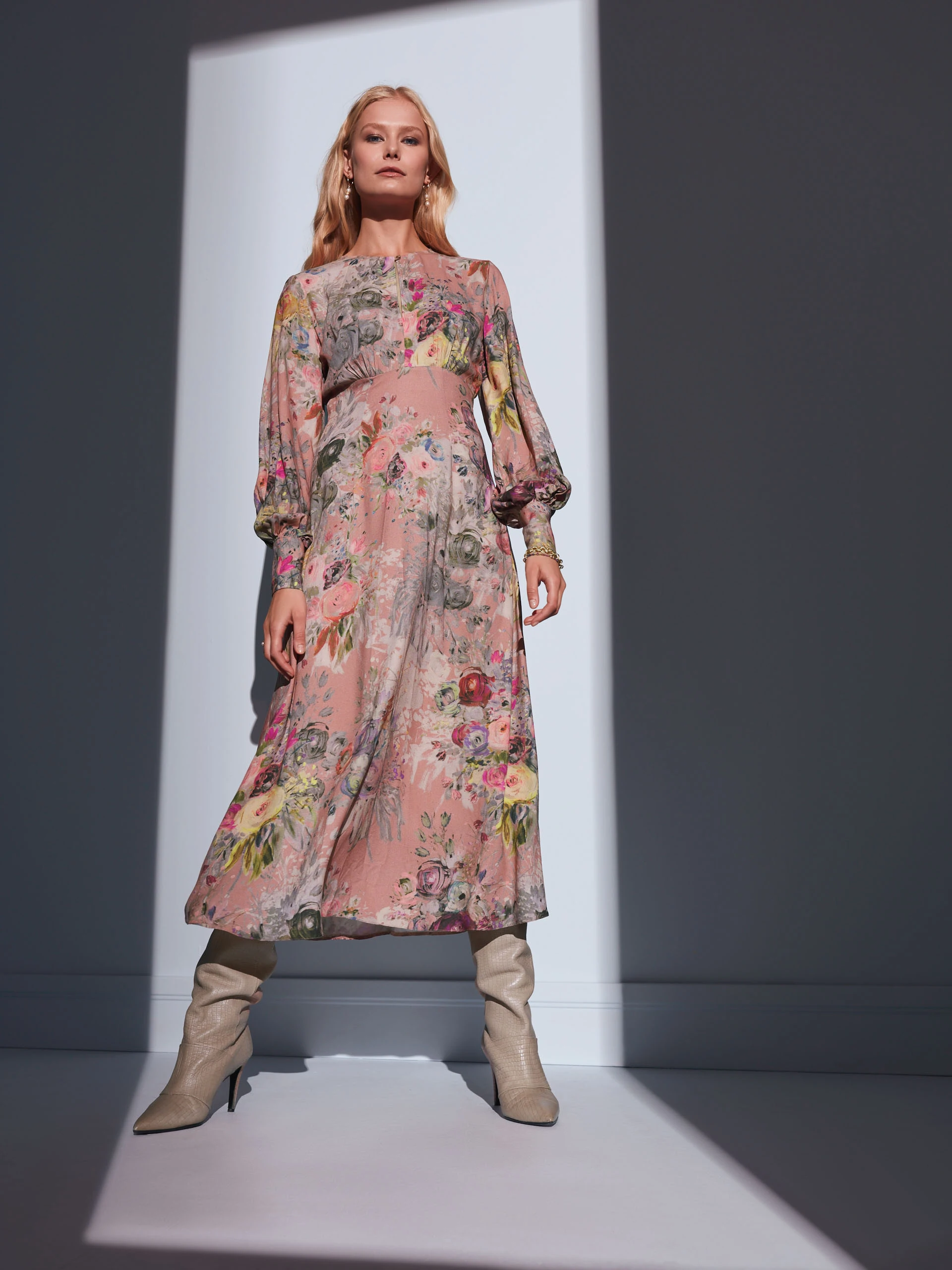 POWDER PINK FLORAL DRESS