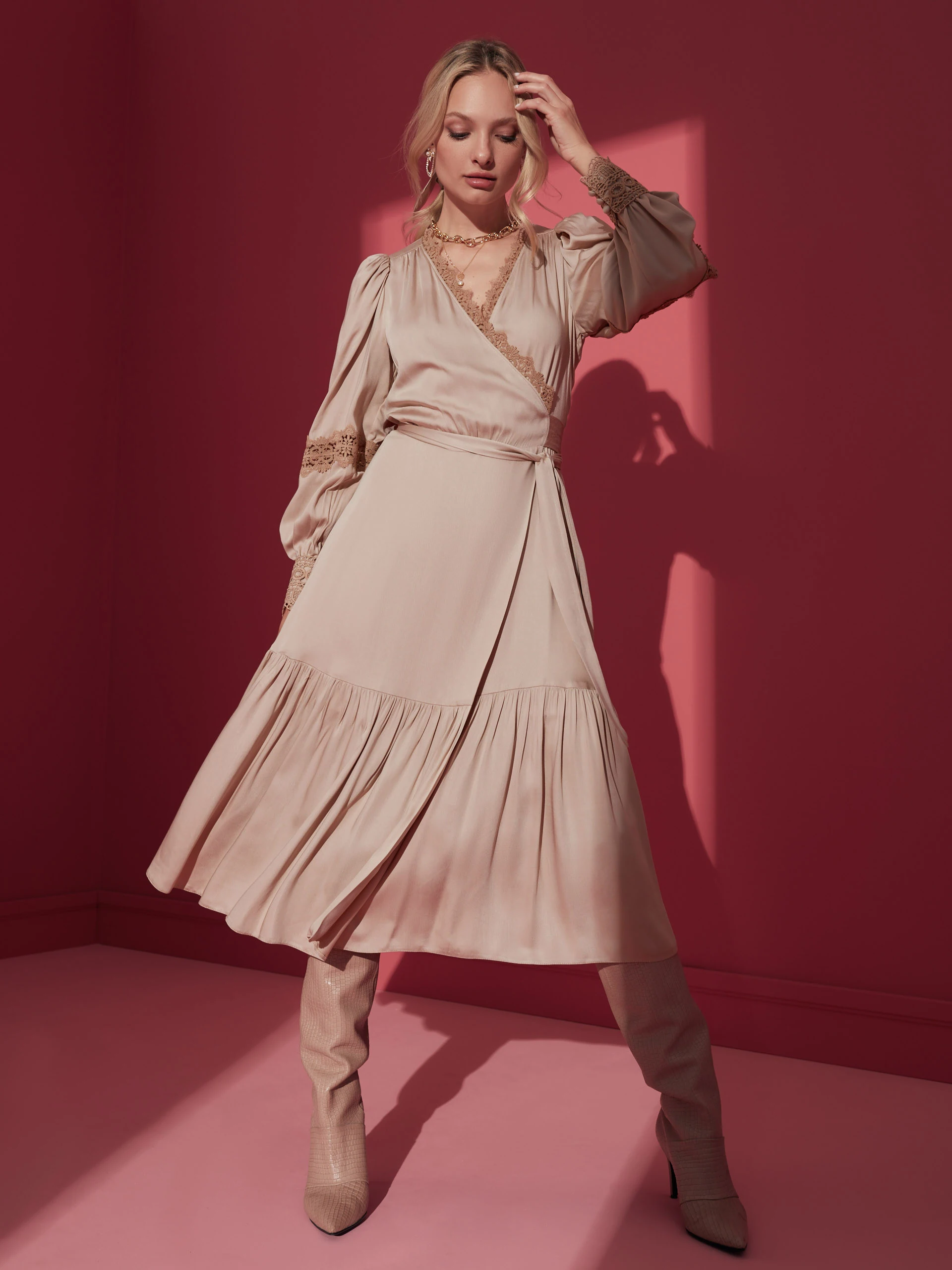 BEIGE ENVELOPE DRESS