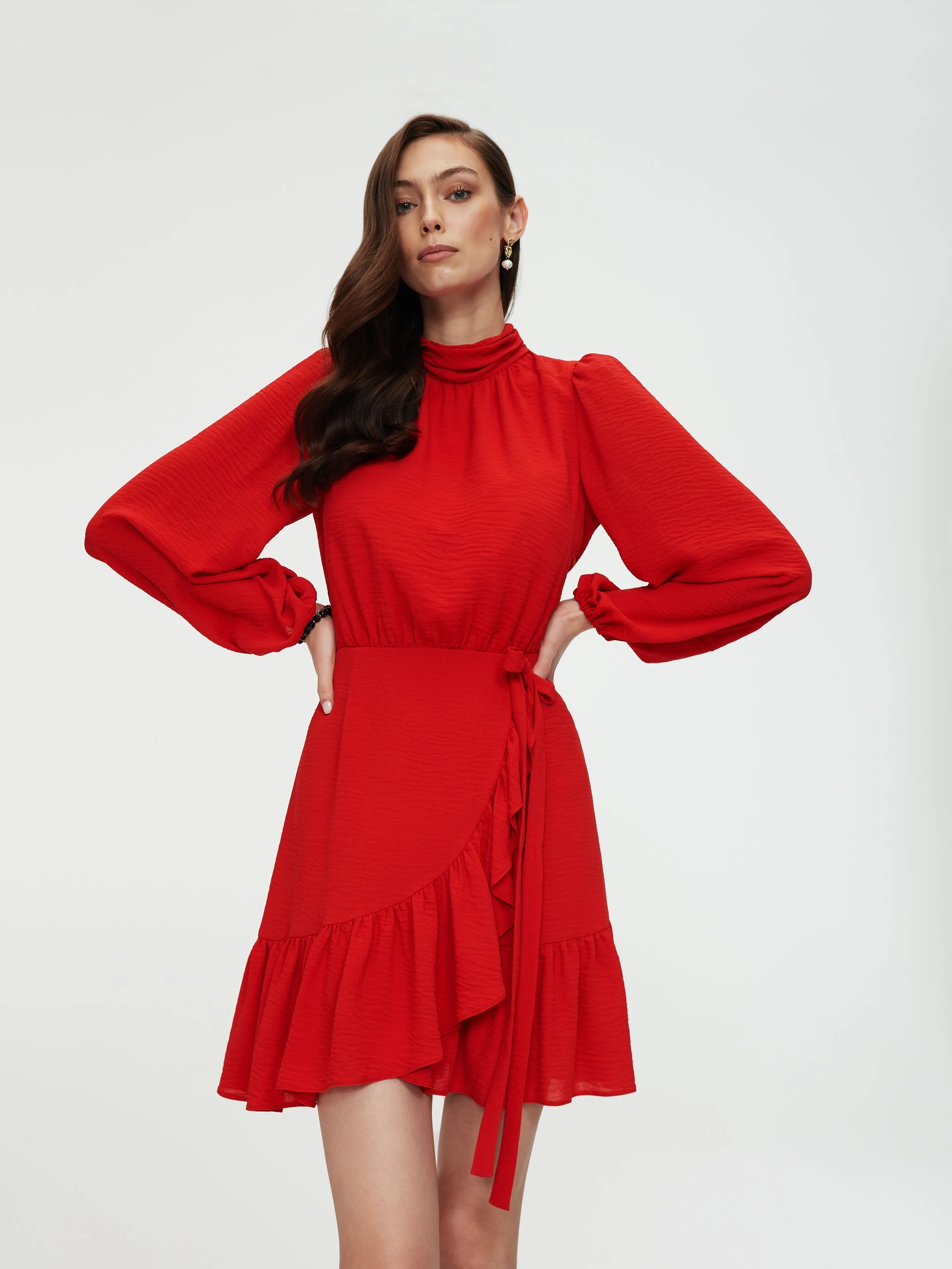 Red dress with frills