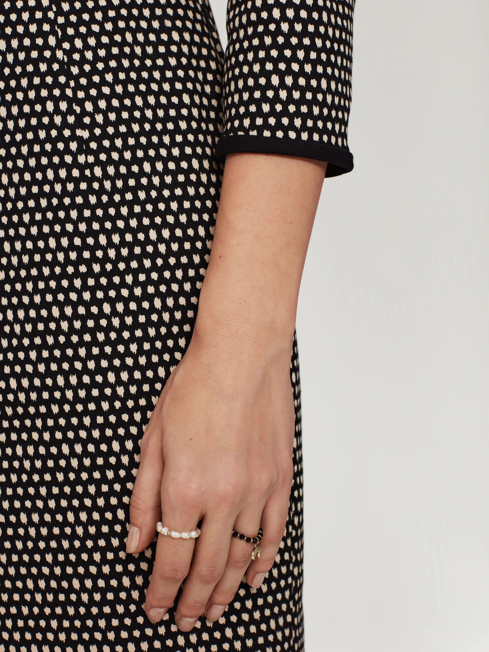 Black dress with white pattern