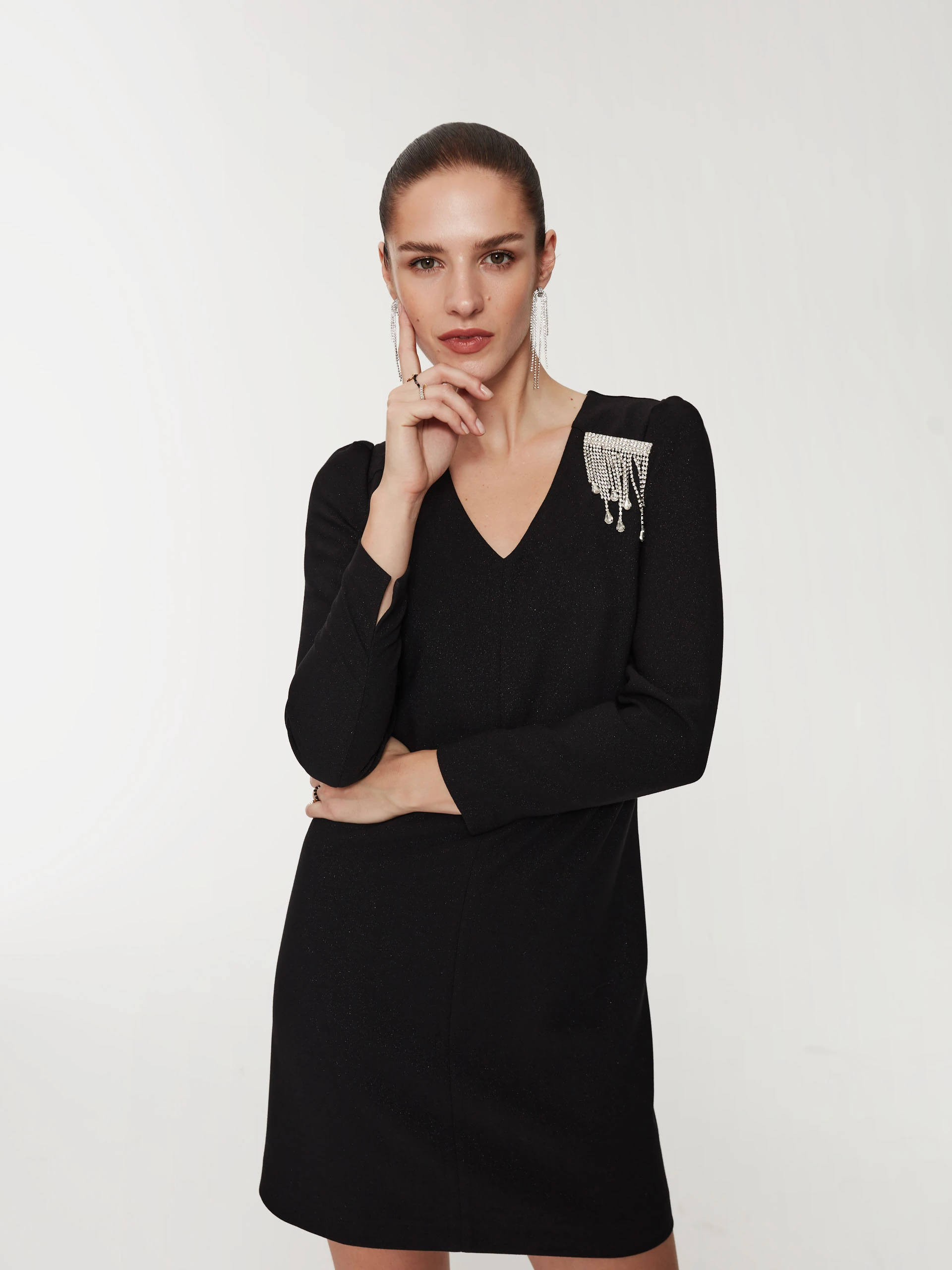 Black dress with shimmering threads