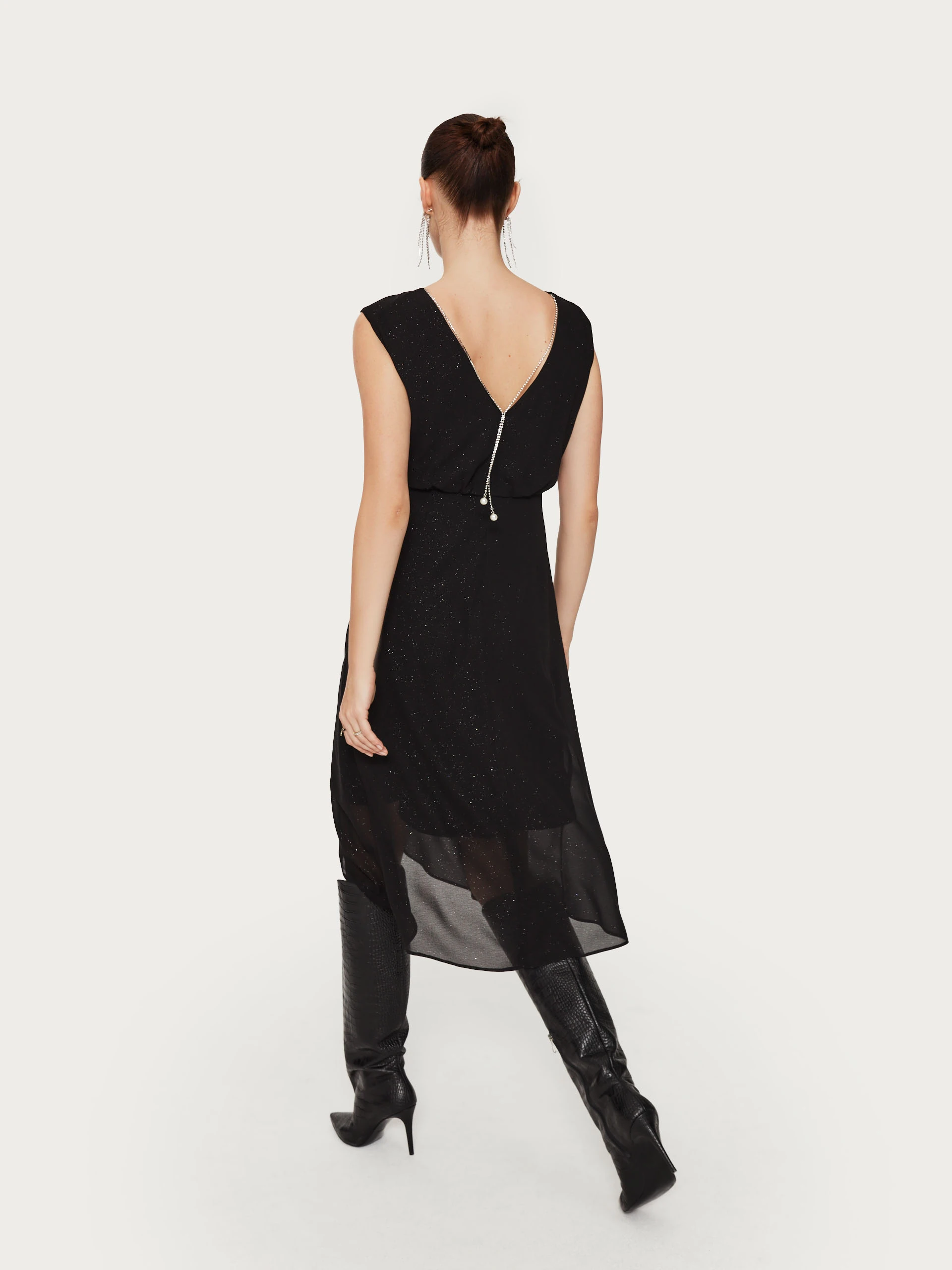 Black dress made of shiny material