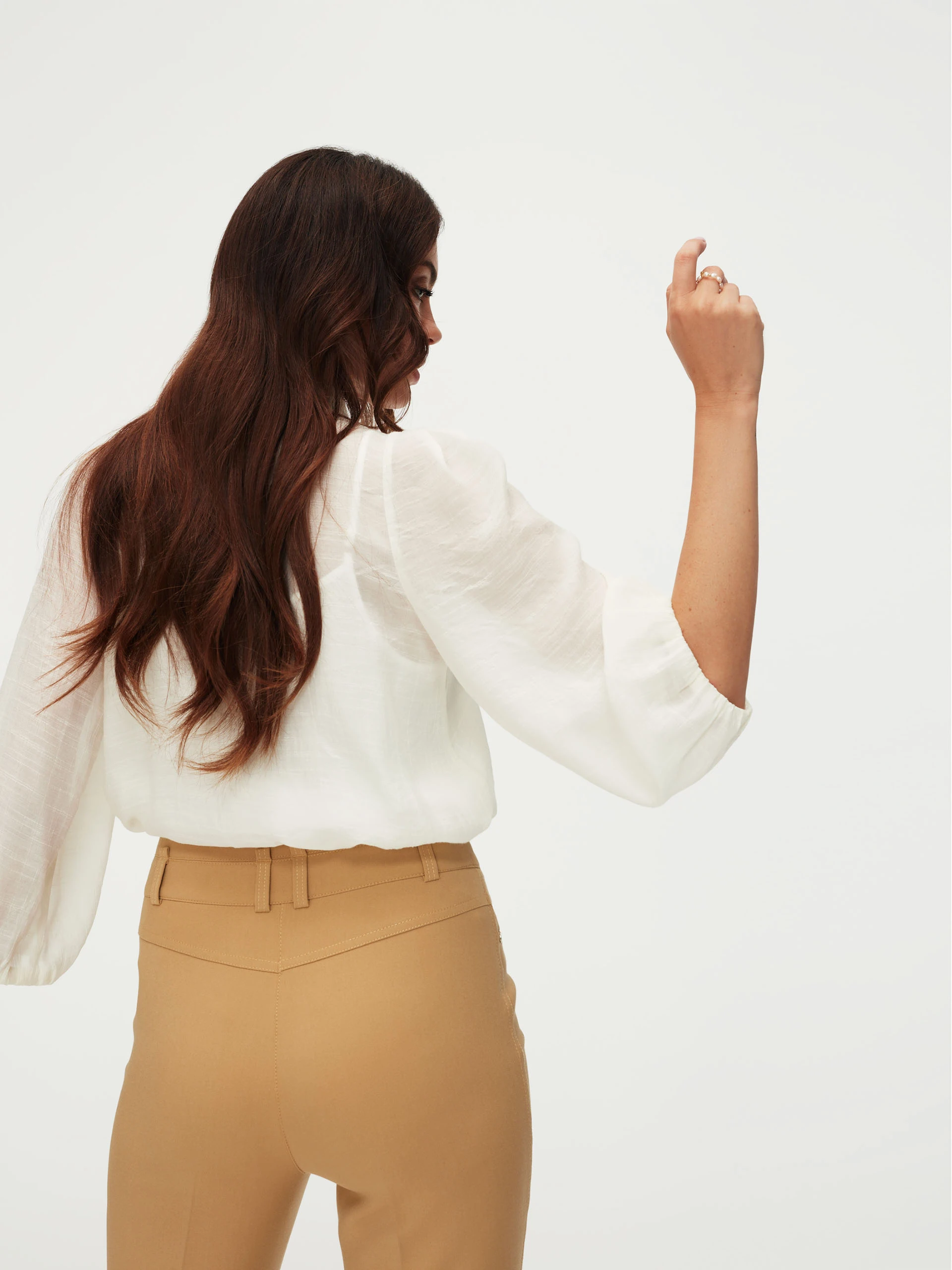 Beige high-waist pants