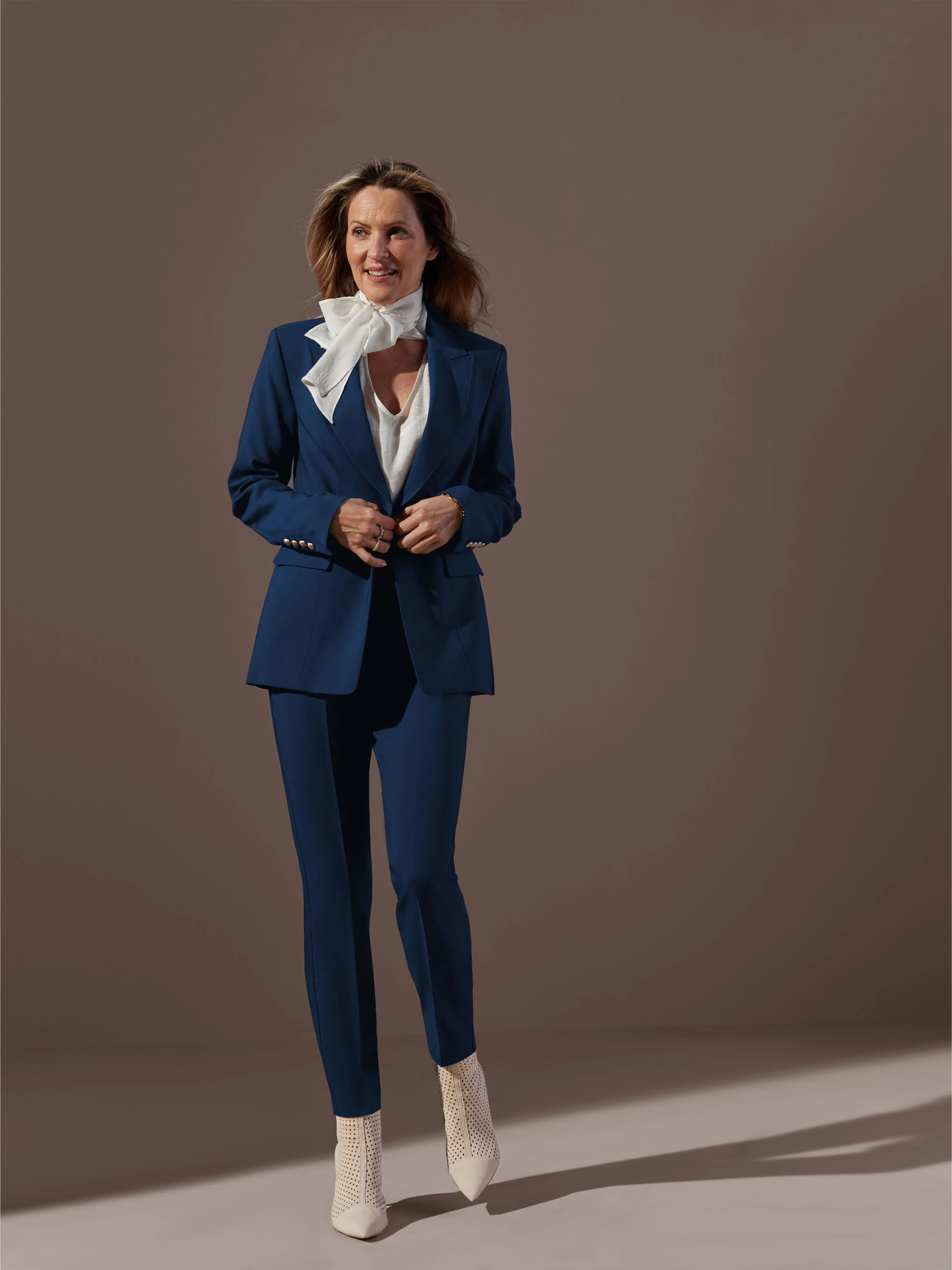 Navy high-waist pants