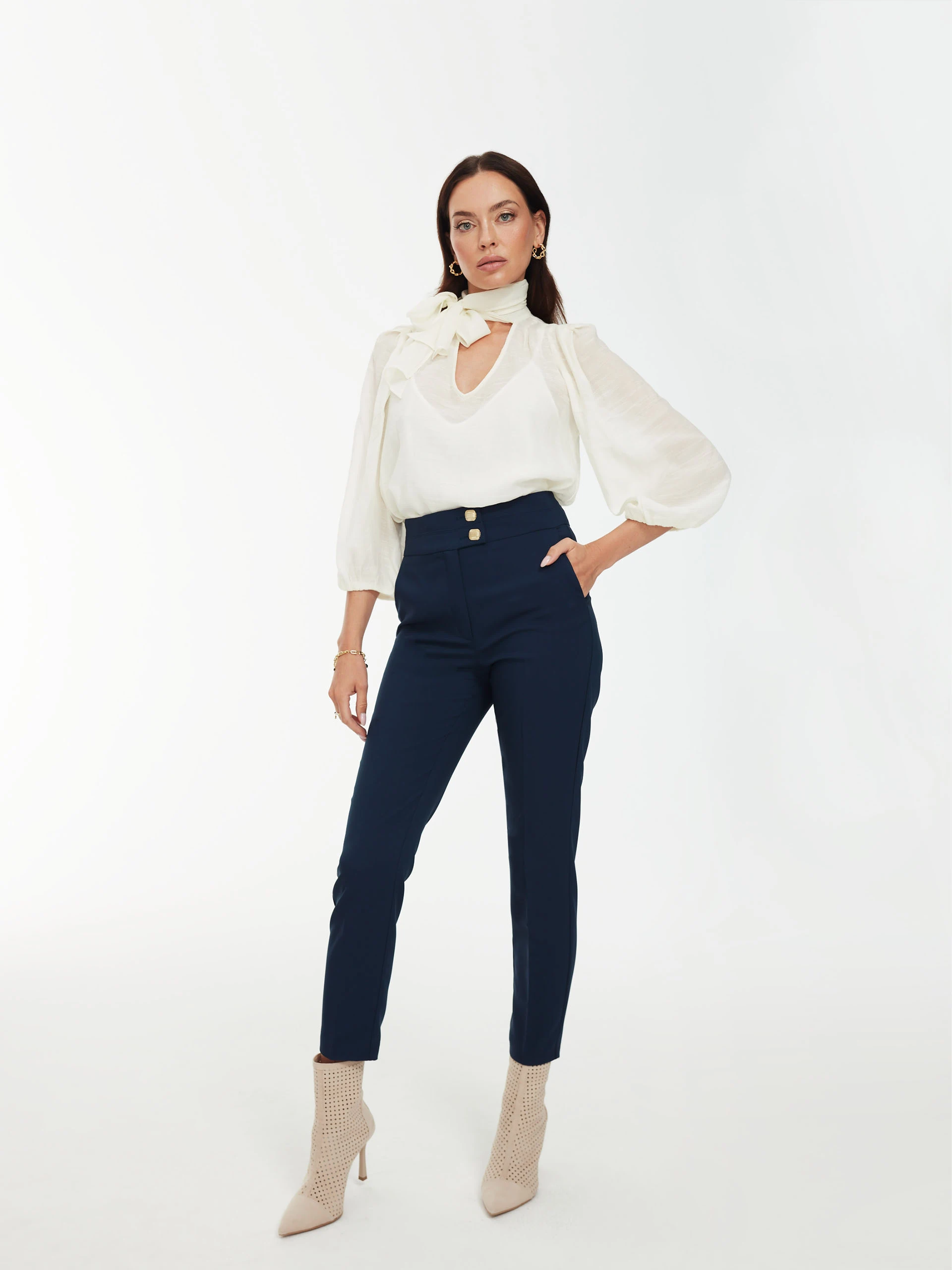 Navy high-waist pants