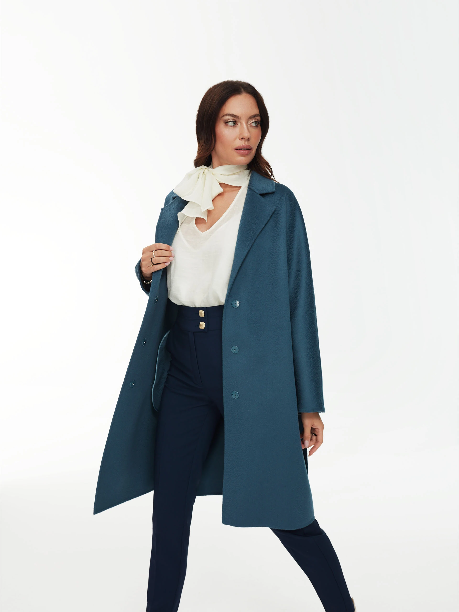 Navy high-waist pants