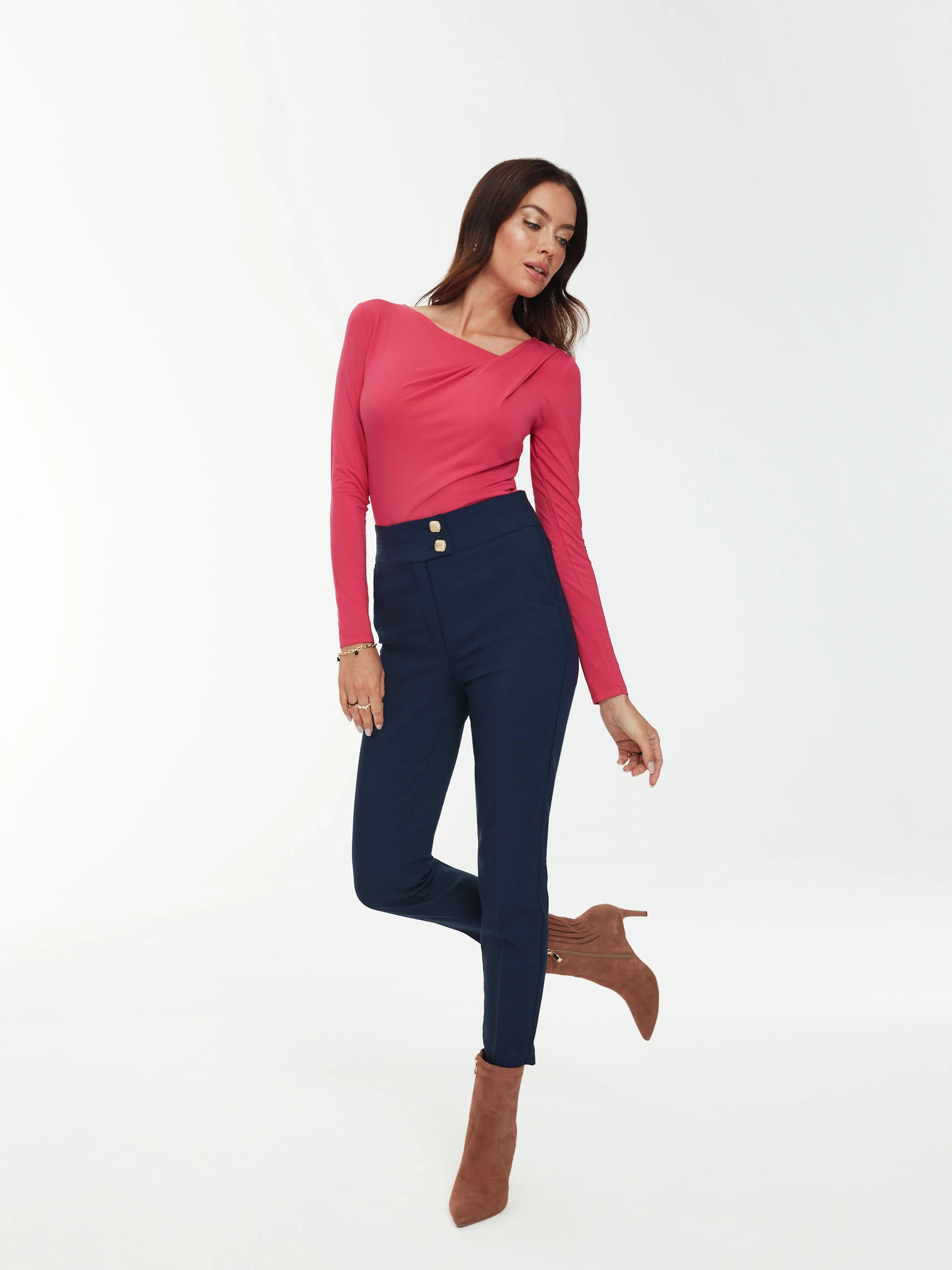 Navy high-waist pants