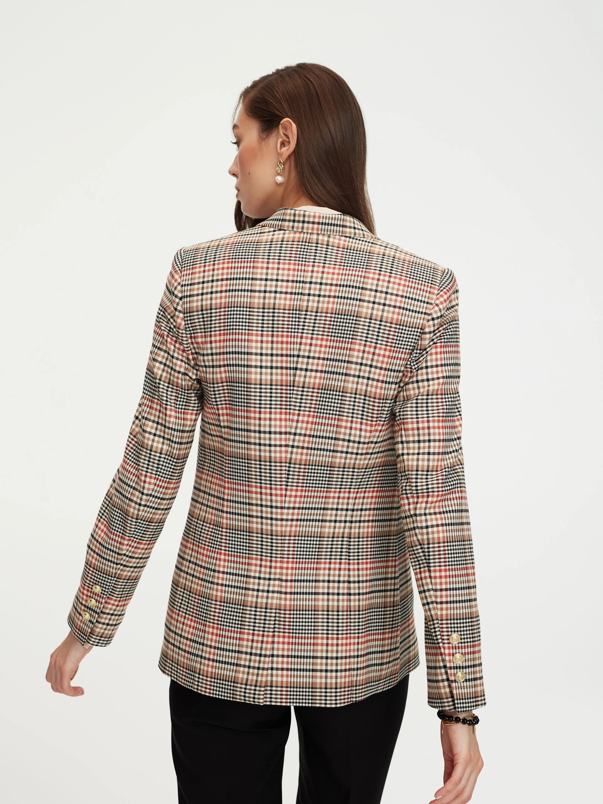 Double-breasted checked jacket