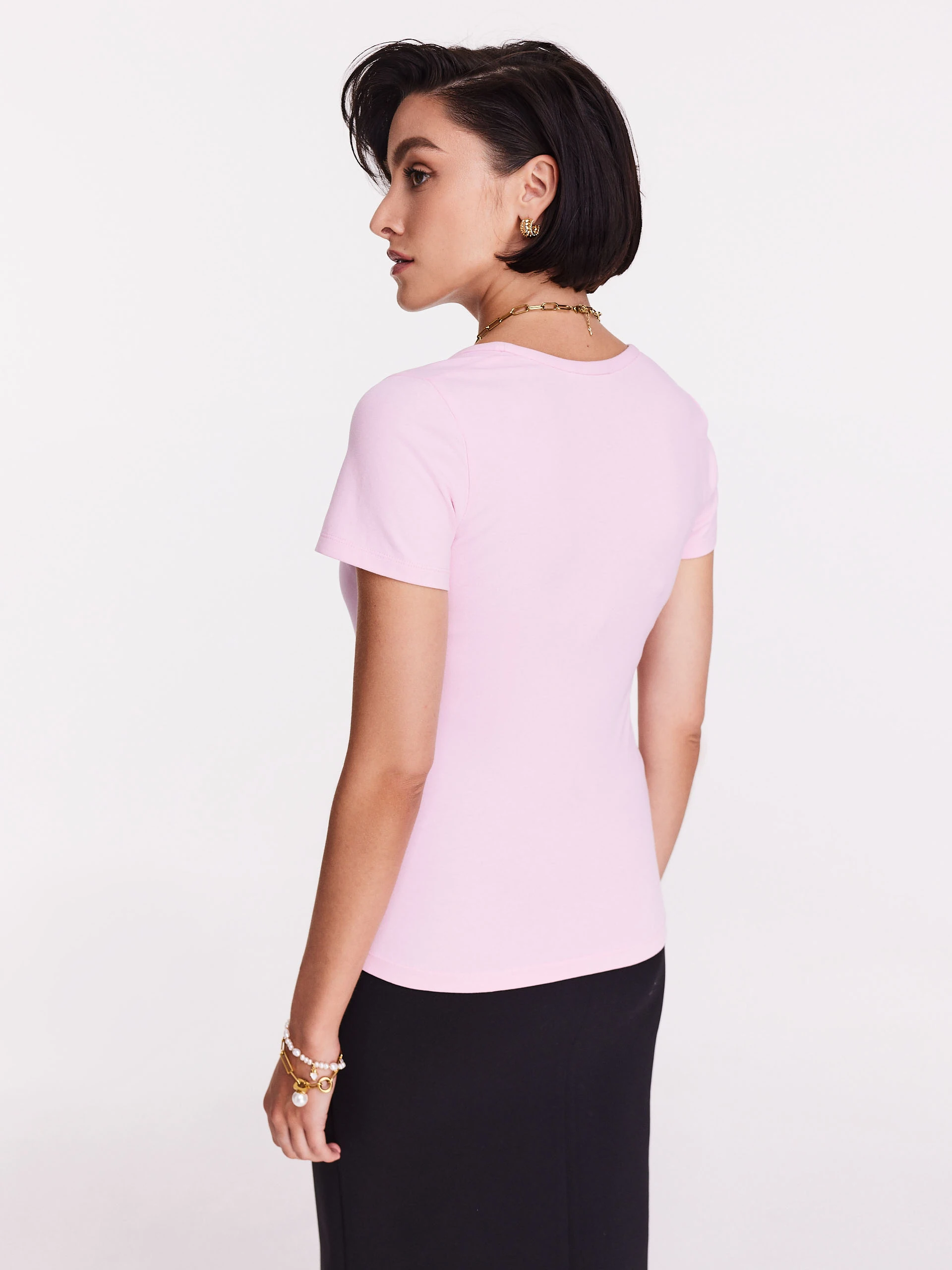 Powder pink short sleeve blouse