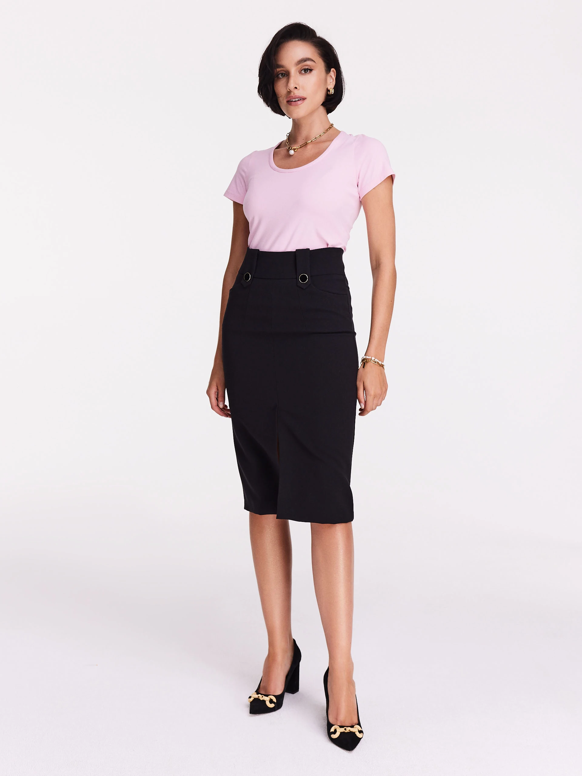 Powder pink short sleeve blouse