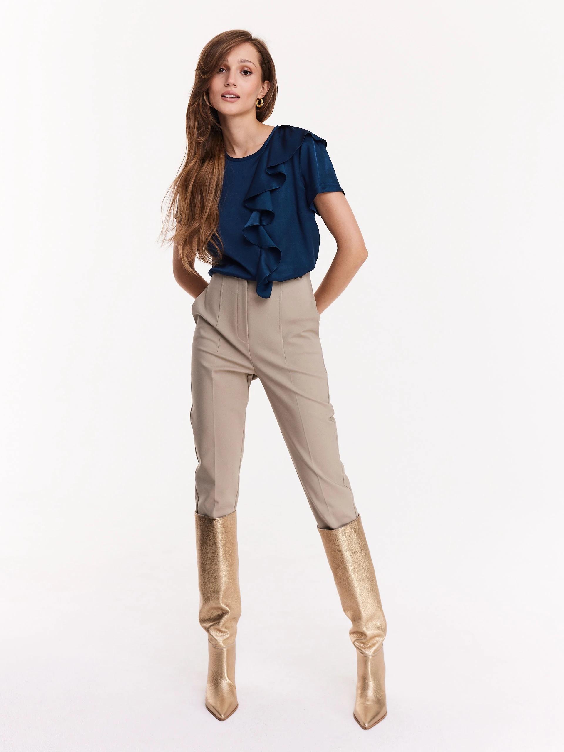 Navy blue viscose blouse