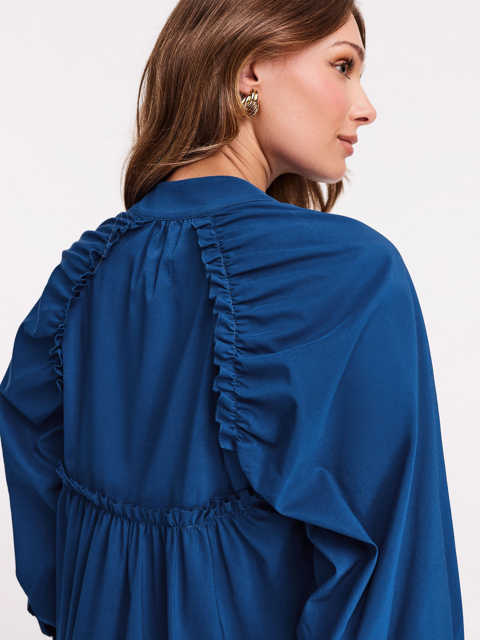 Blue button-down blouse
