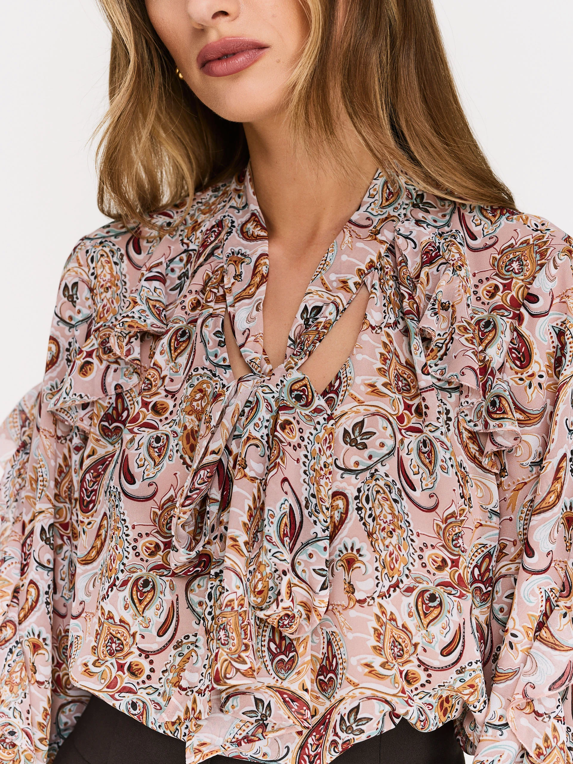 Powder pink paisley pattern shirt