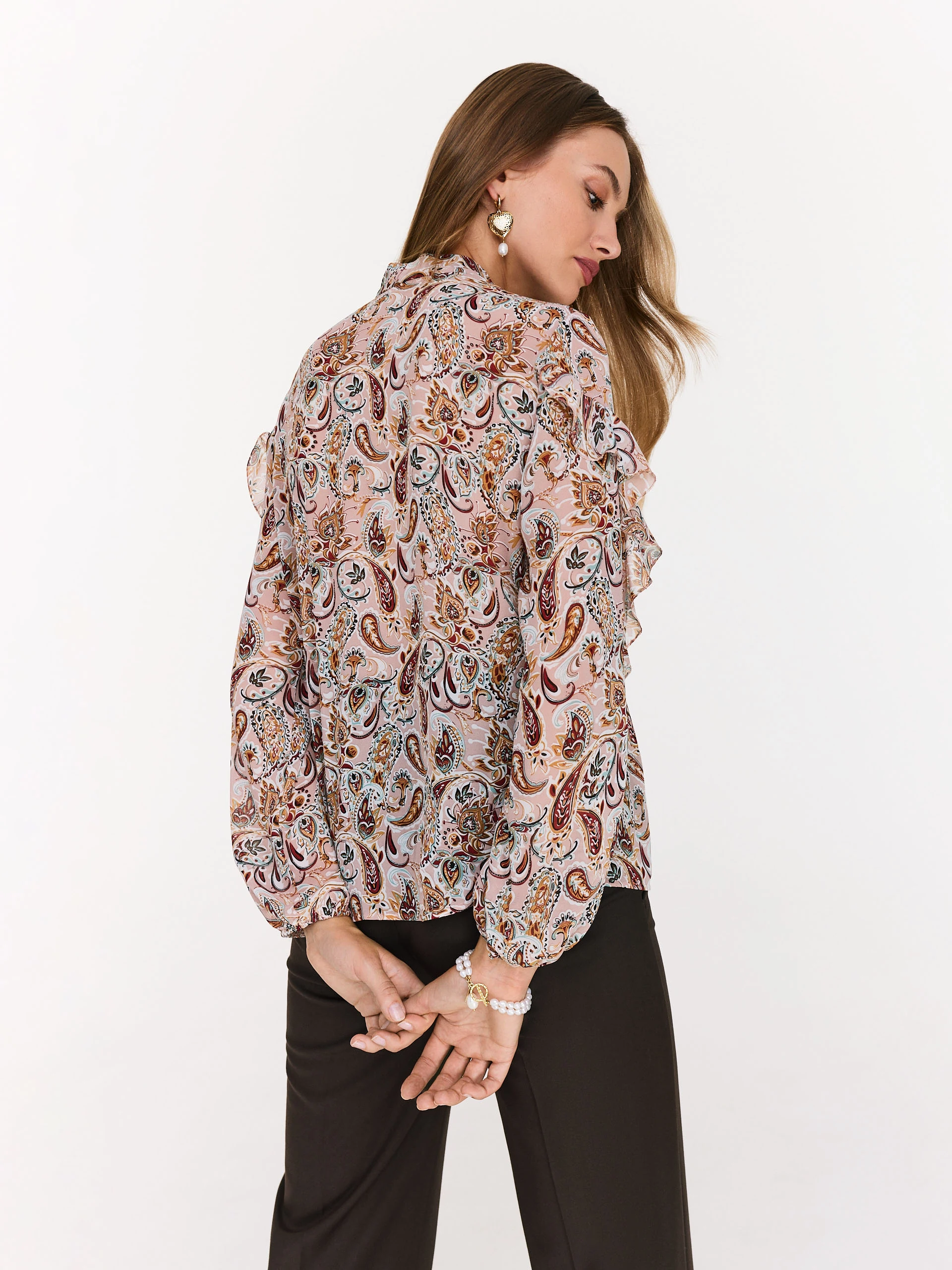 Powder pink paisley pattern shirt