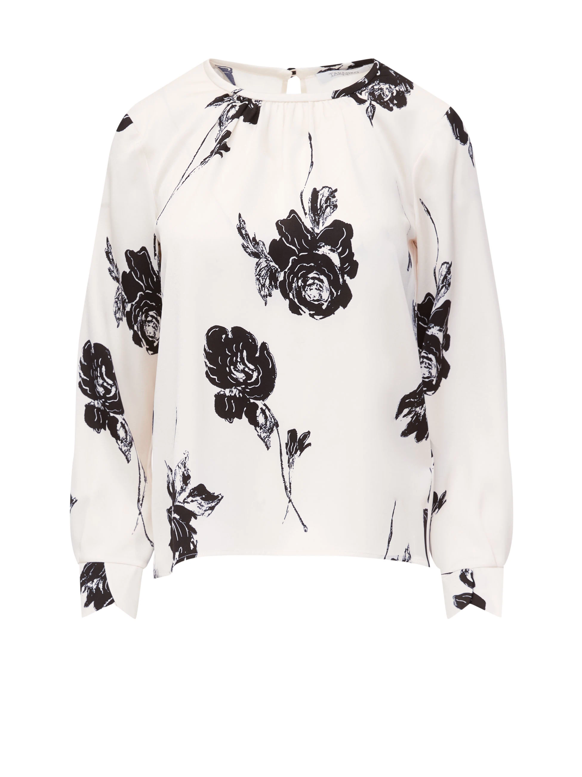 White satin blouse with roses