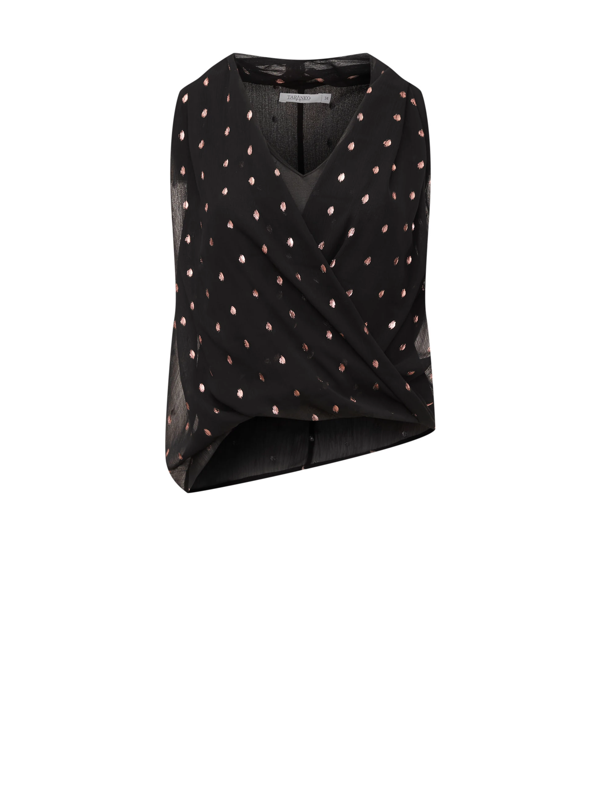 Black sleeveless blouse with fine pattern