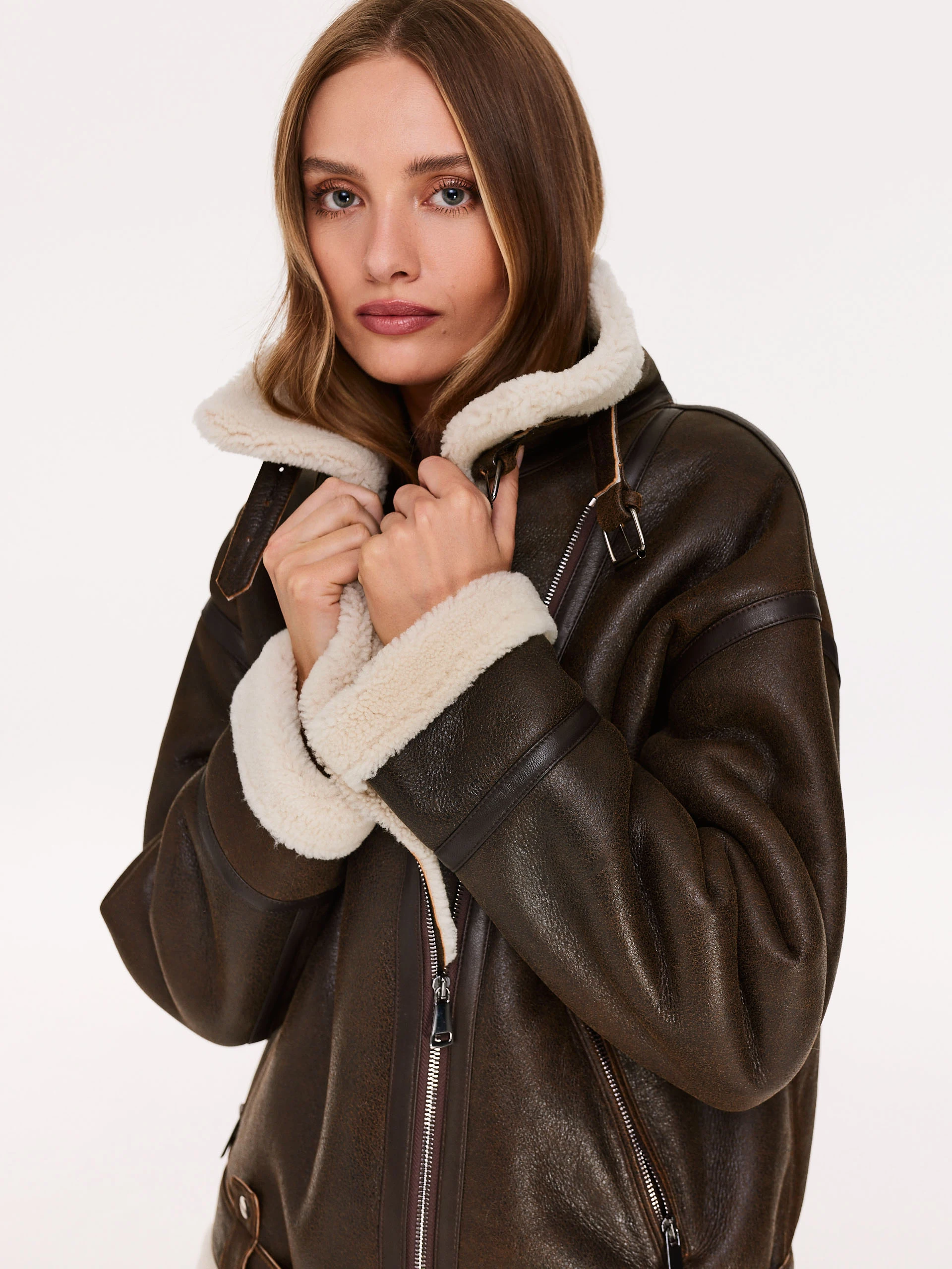 Leather pilot jacket-Taranko