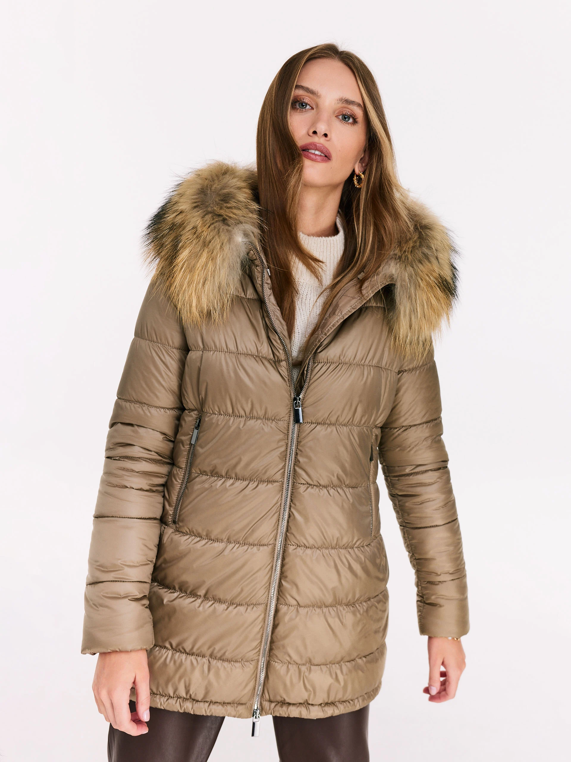 quilted coat in gold