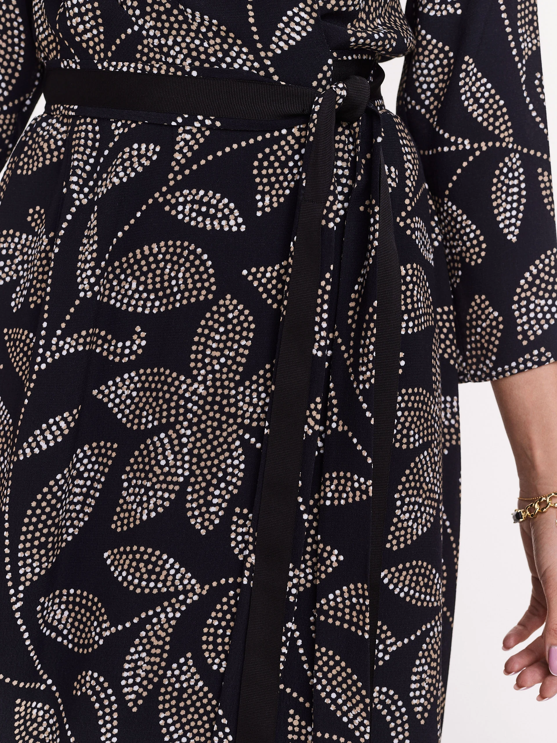 Long black dress with floral pattern