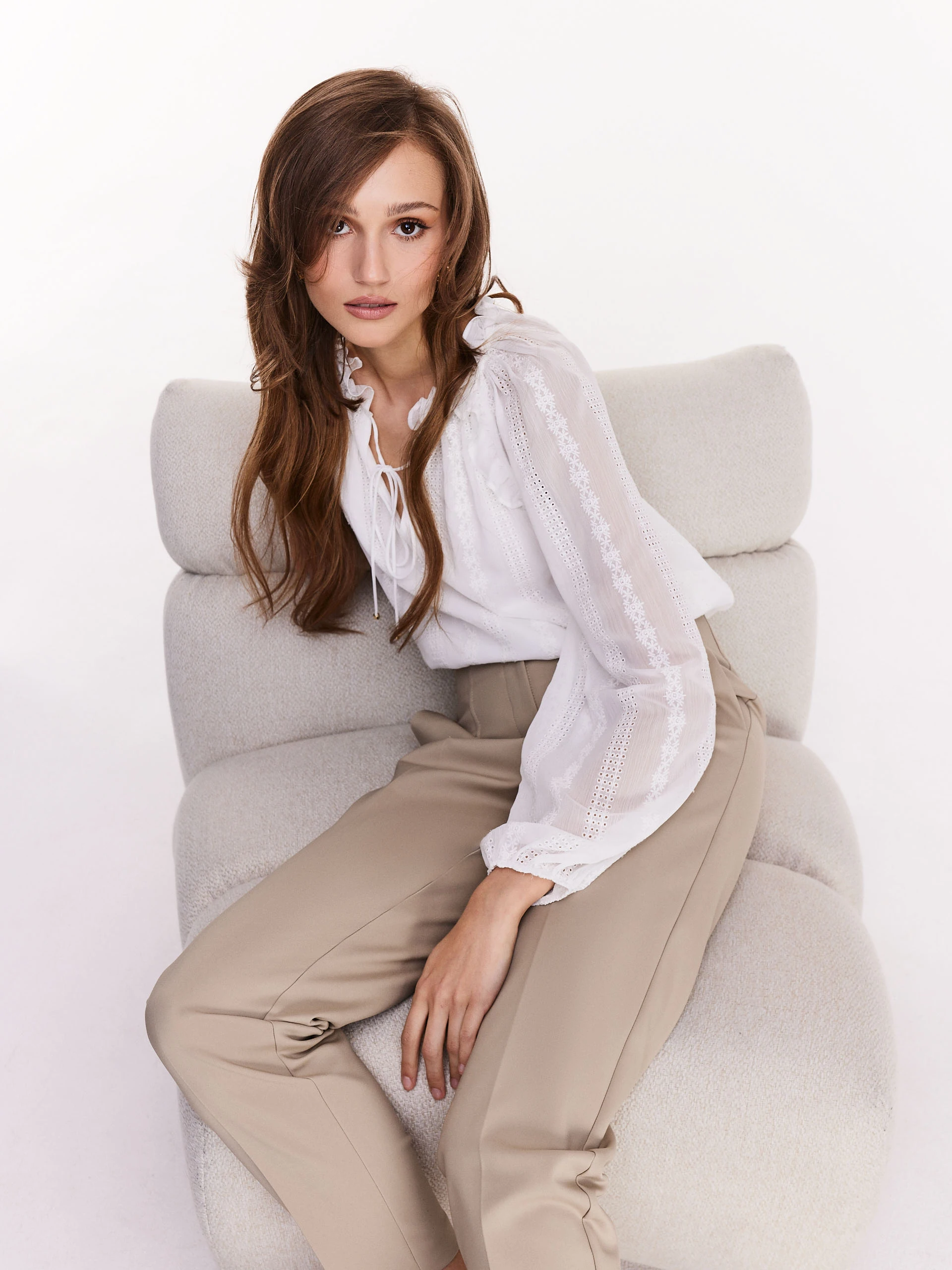 Beige high-waisted pants