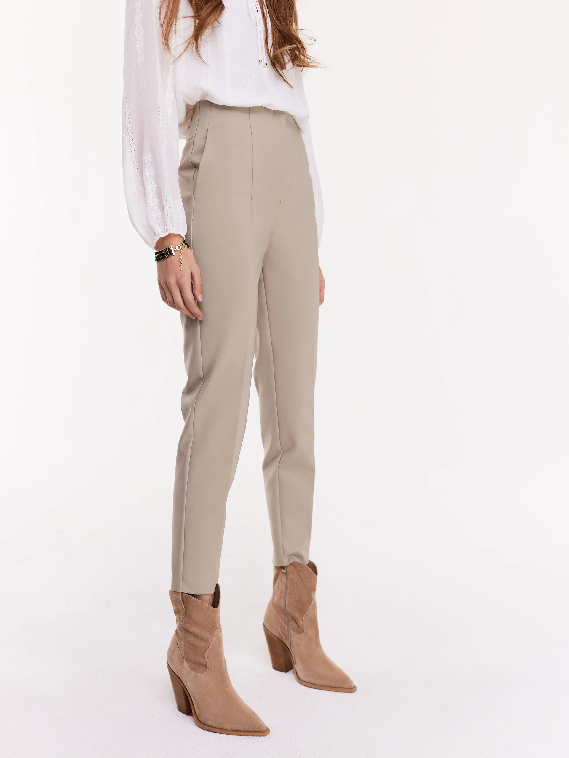 Beige high-waisted pants