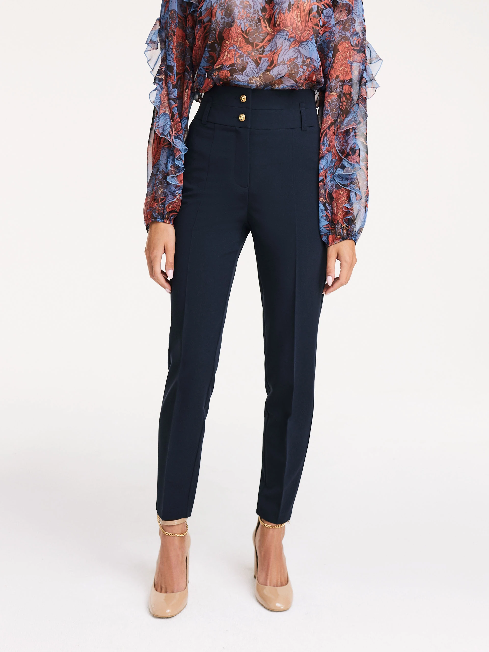 Navy blue high-waisted cigarillos