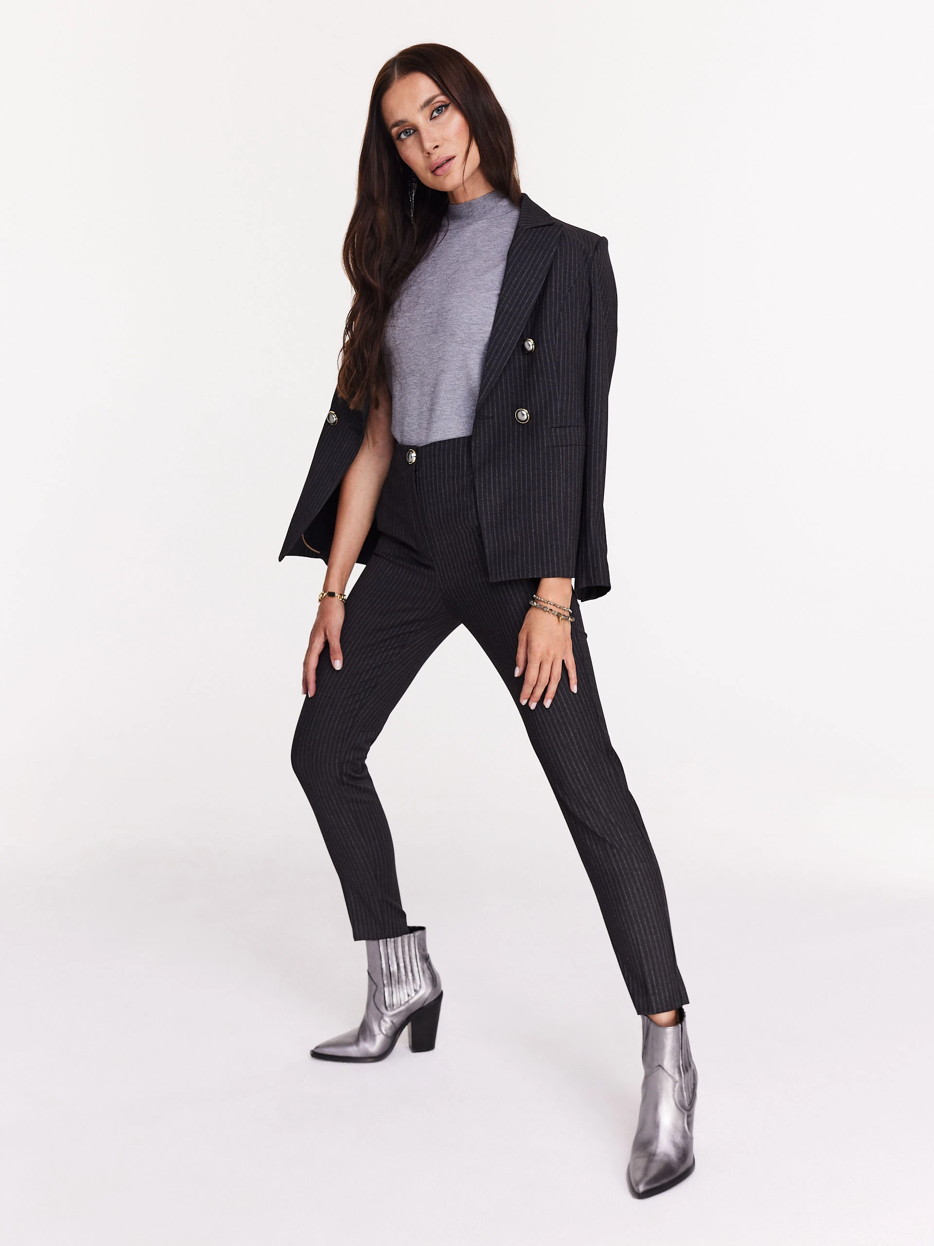 Elegant pinstripe suit pants