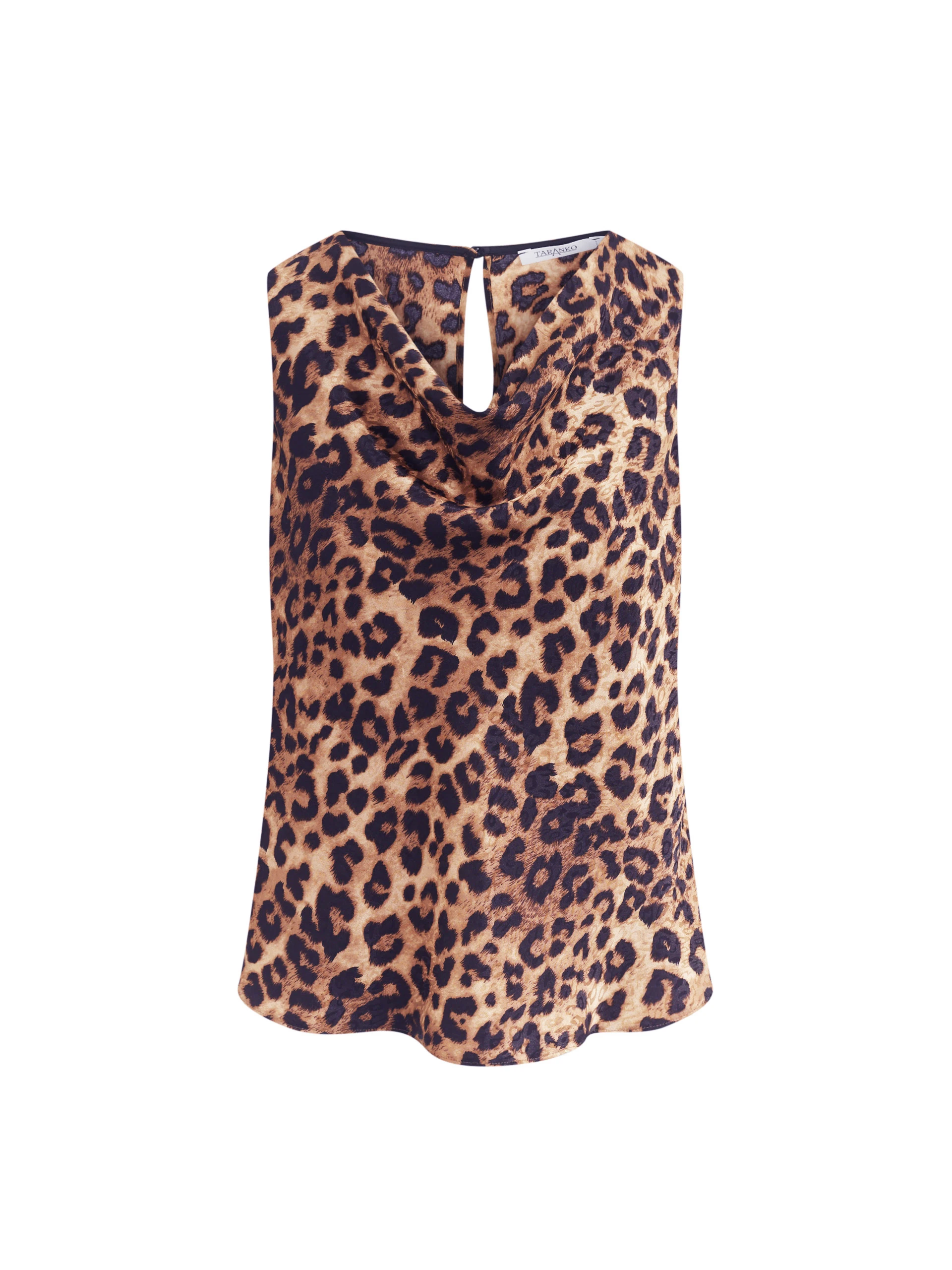 Sleeveless blouse with animal print