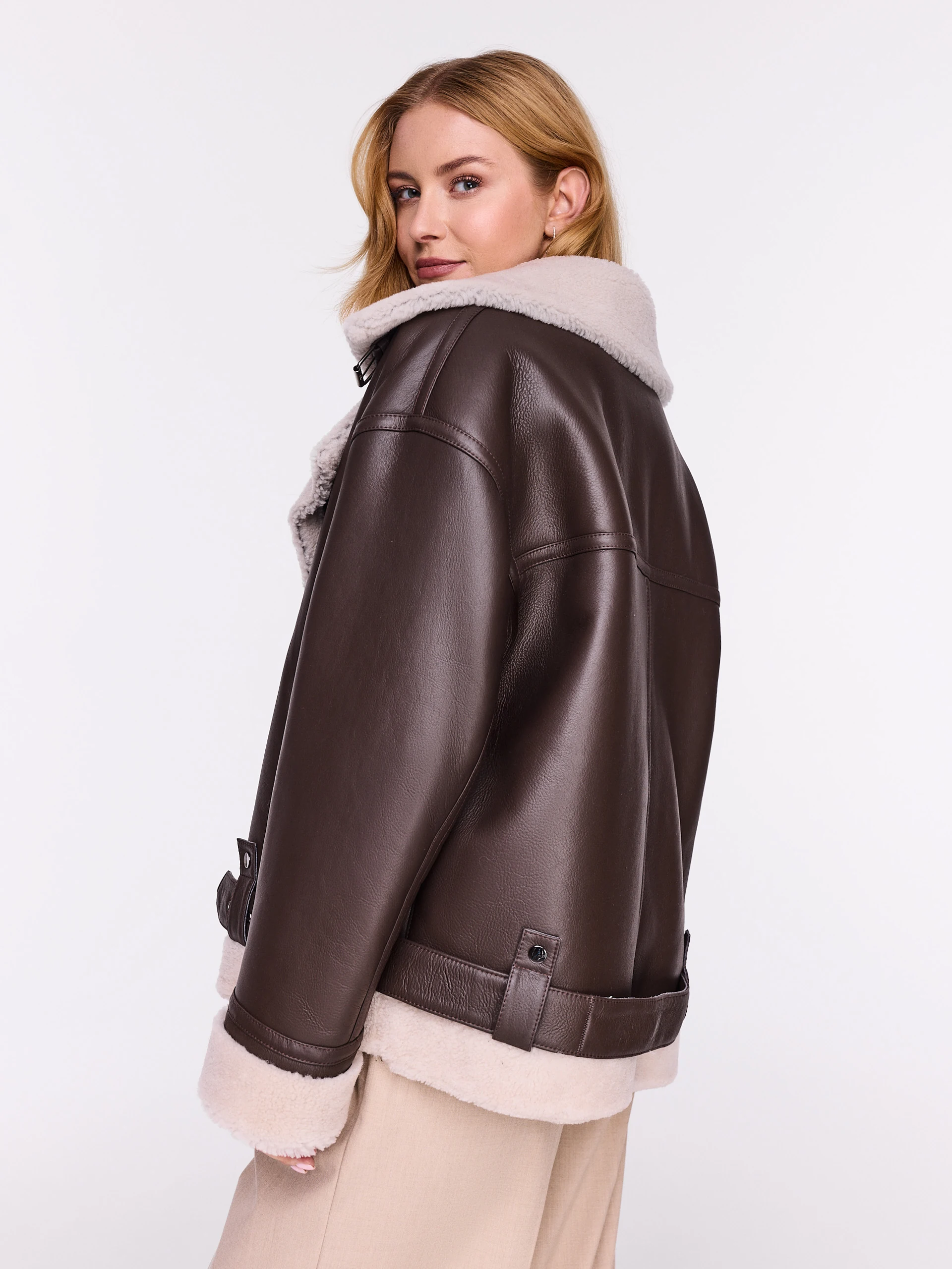 Chocolate merino leather pilot jacket
