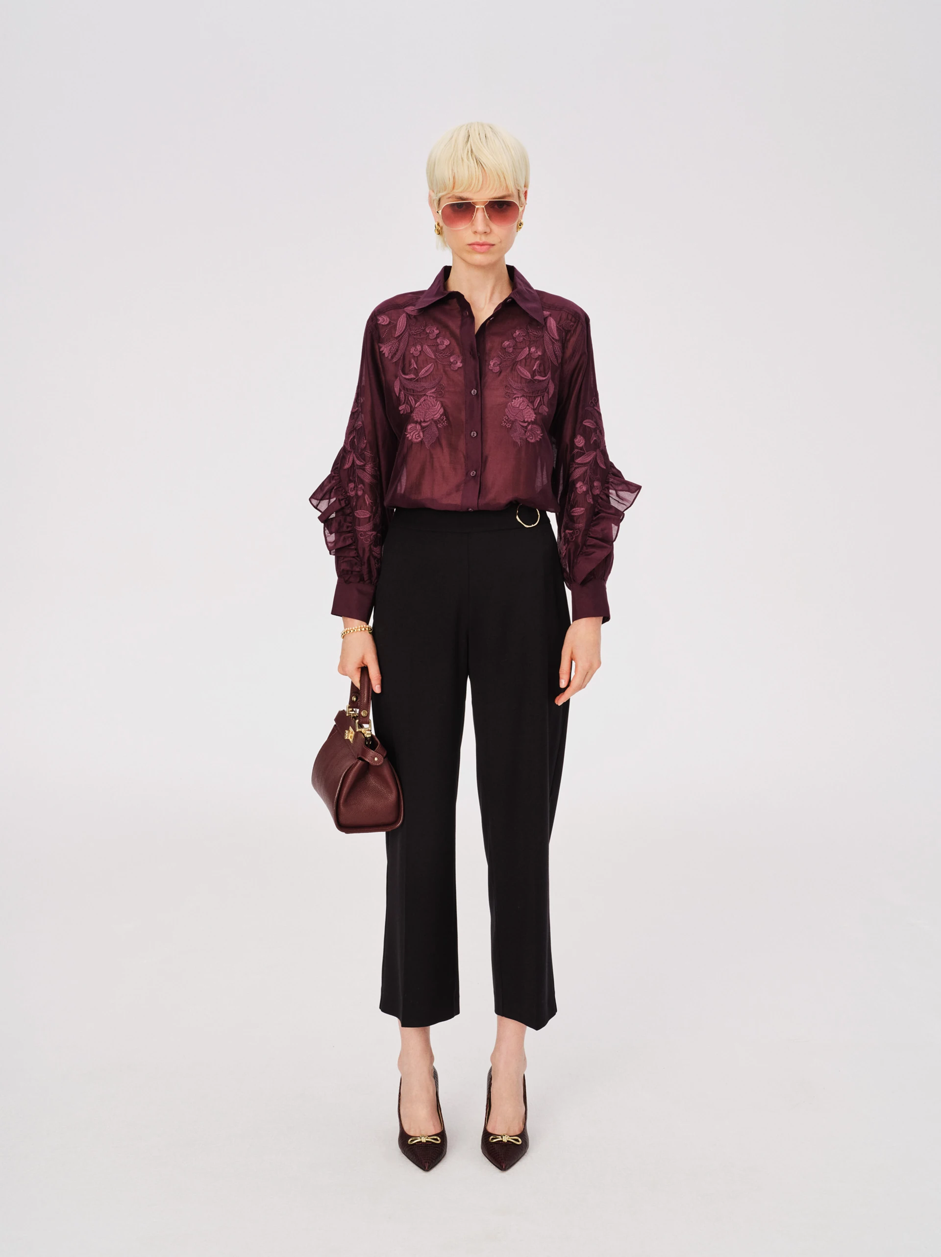 Black elegant suit pants with buckle