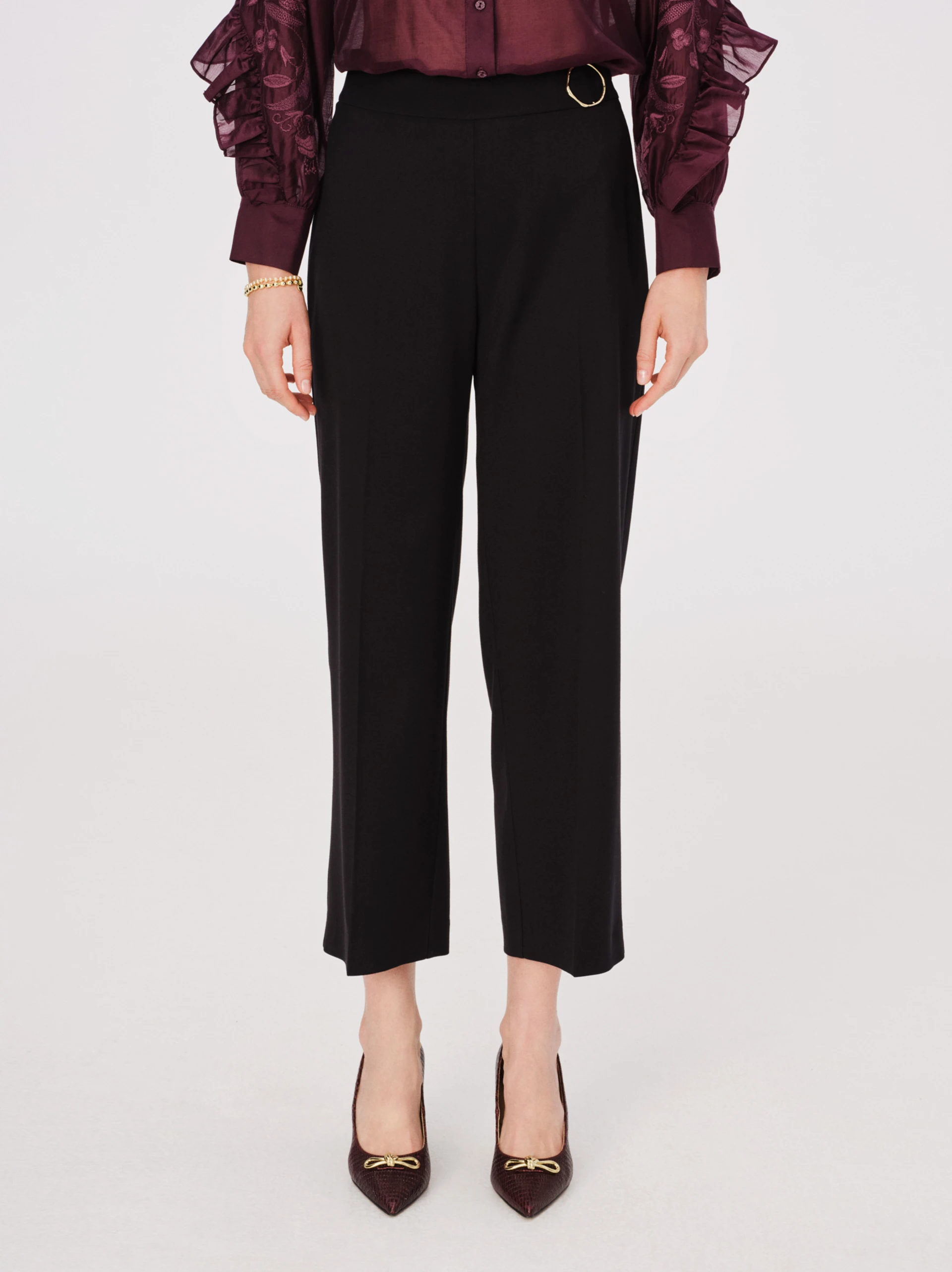 Black elegant suit pants with buckle