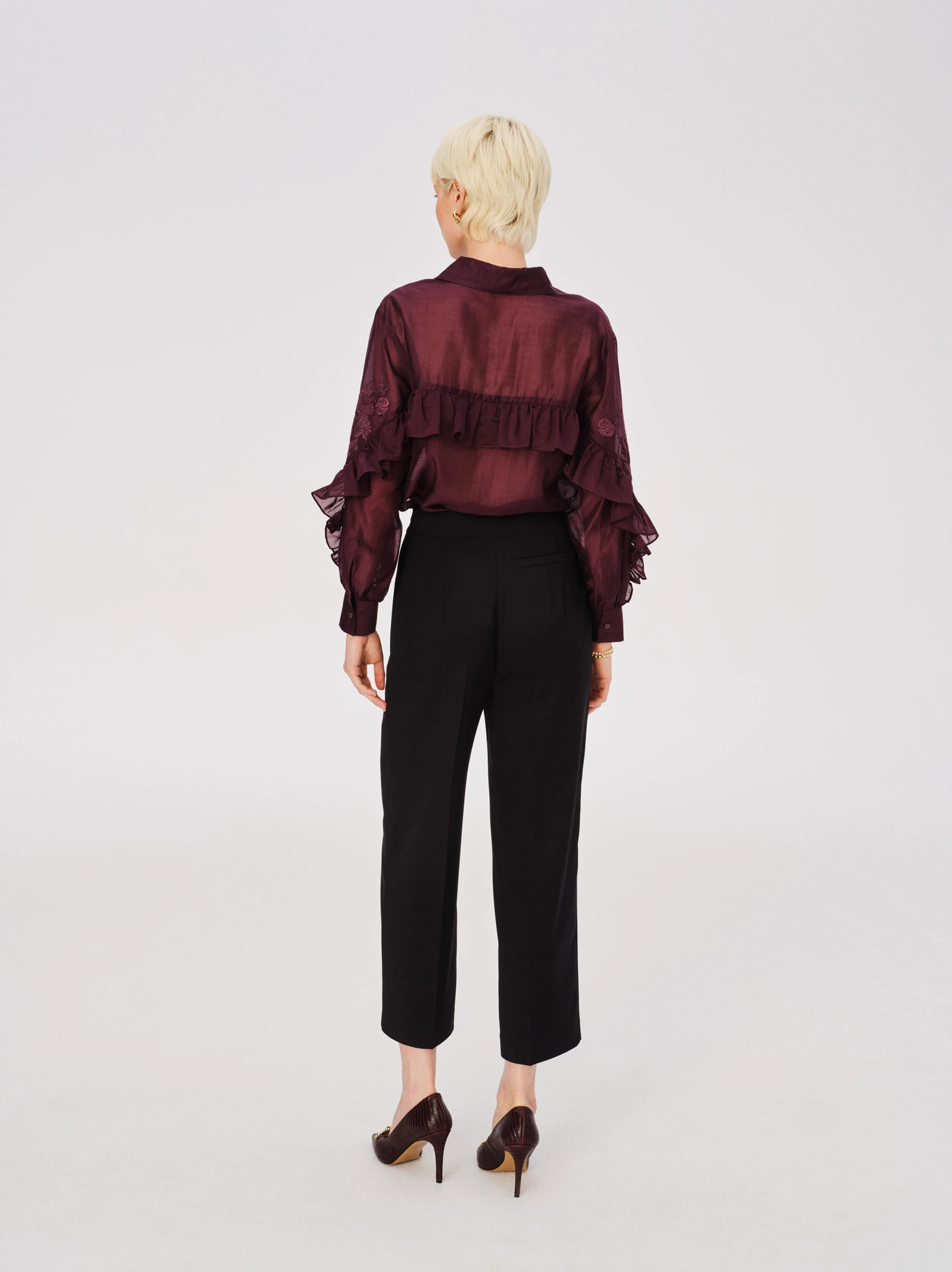 Black elegant suit pants with buckle
