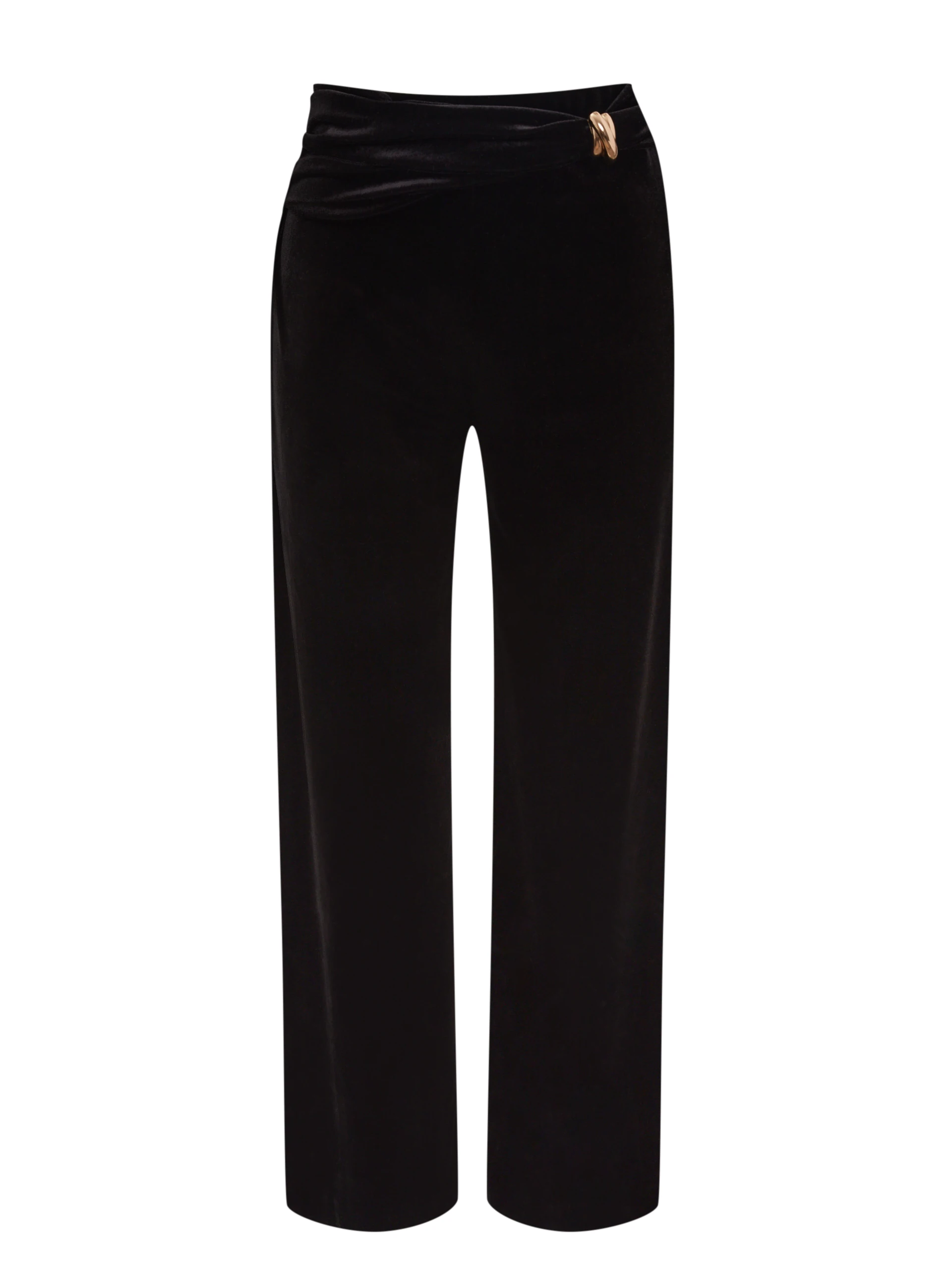 High-waisted black velour pants