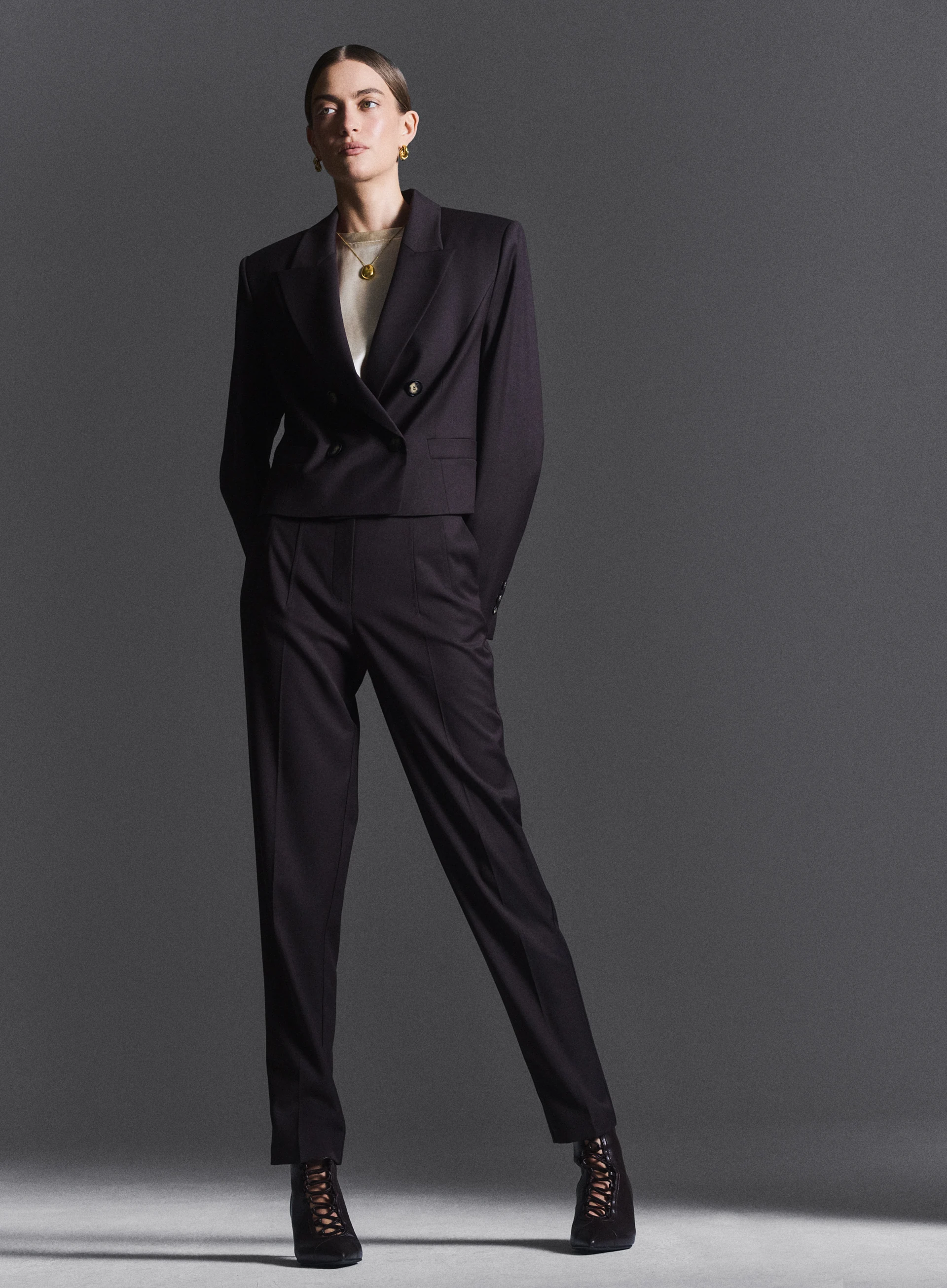 High-waisted chocolate cigarette pants