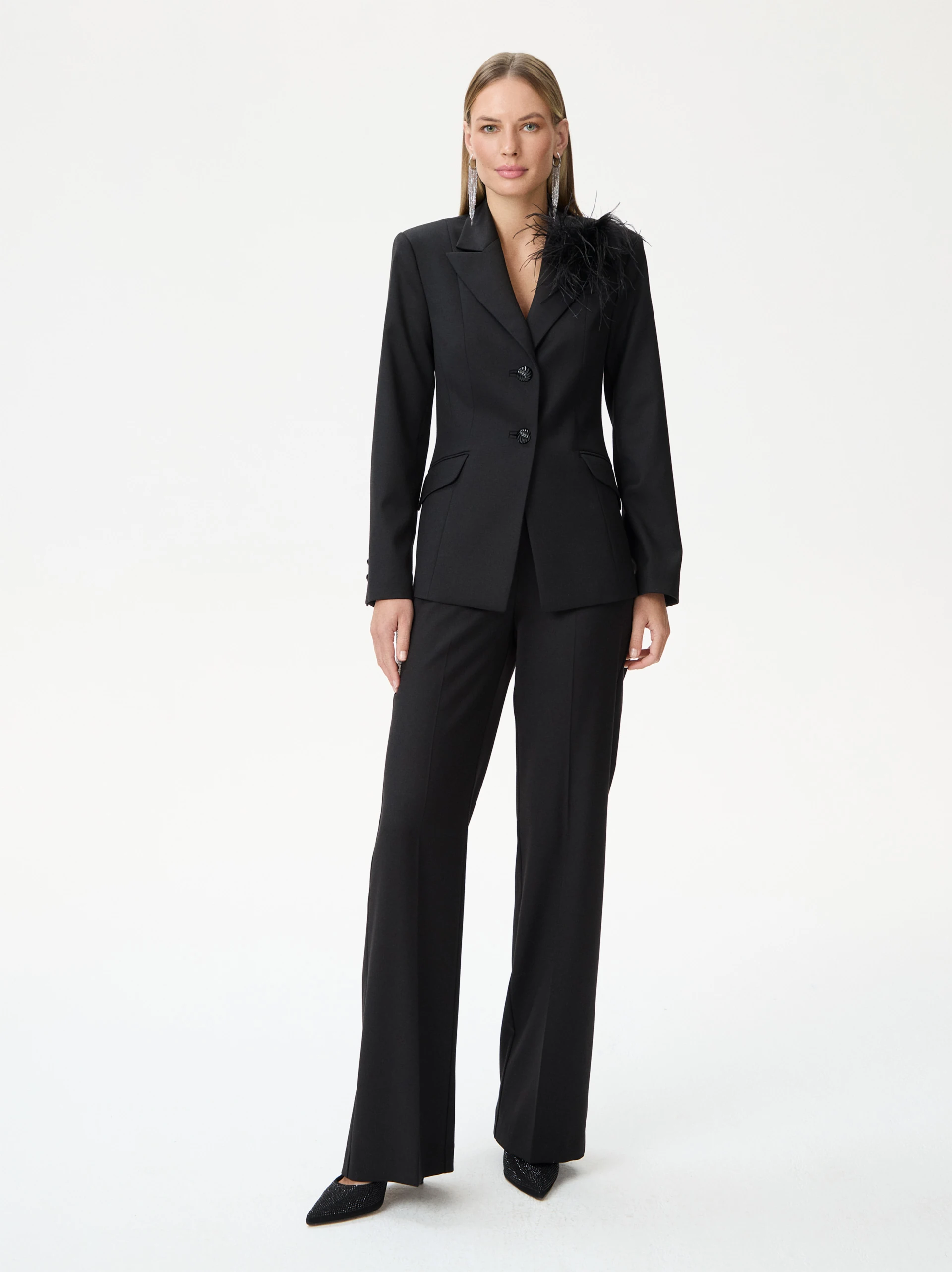 Black elegant wide-leg pants